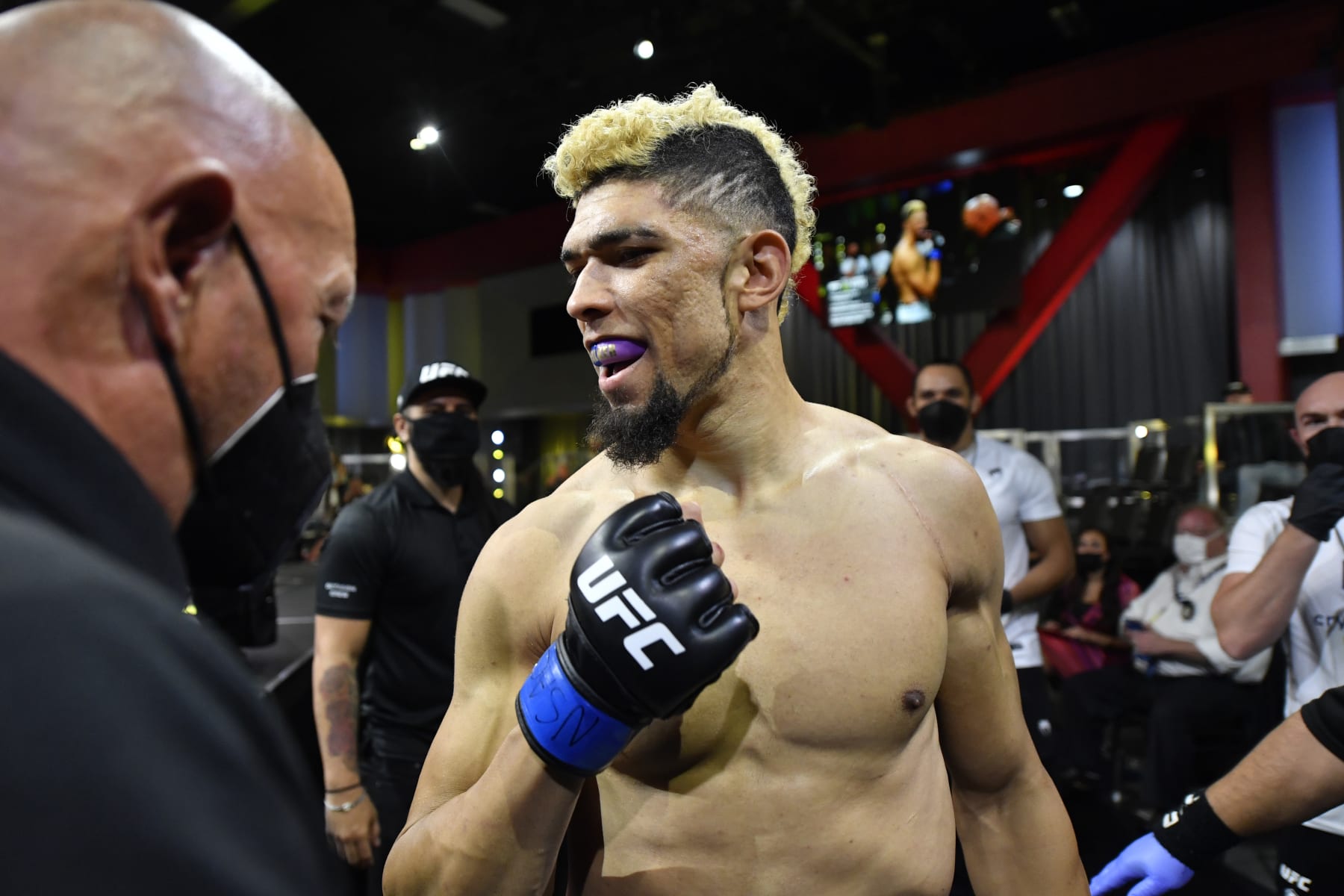 LAS VEGAS, NEVADA - OCTOBER 02:  Johnny Walker of Brazil prepares to enter the Octagon prior to his light heavyweight bout against Thiago Santos of Brazil during the UFC Fight Night event at UFC APEX on October 02, 2021 in Las Vegas, Nevada. (Photo by Jeff Bottari/Zuffa LLC)