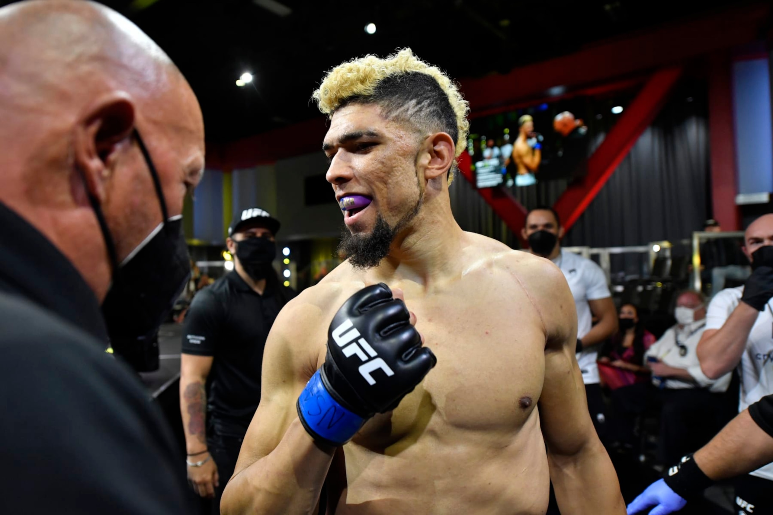 LAS VEGAS, NEVADA - OCTOBER 02:  Johnny Walker of Brazil prepares to enter the Octagon prior to his light heavyweight bout against Thiago Santos of Brazil during the UFC Fight Night event at UFC APEX on October 02, 2021 in Las Vegas, Nevada. (Photo by Jeff Bottari/Zuffa LLC)