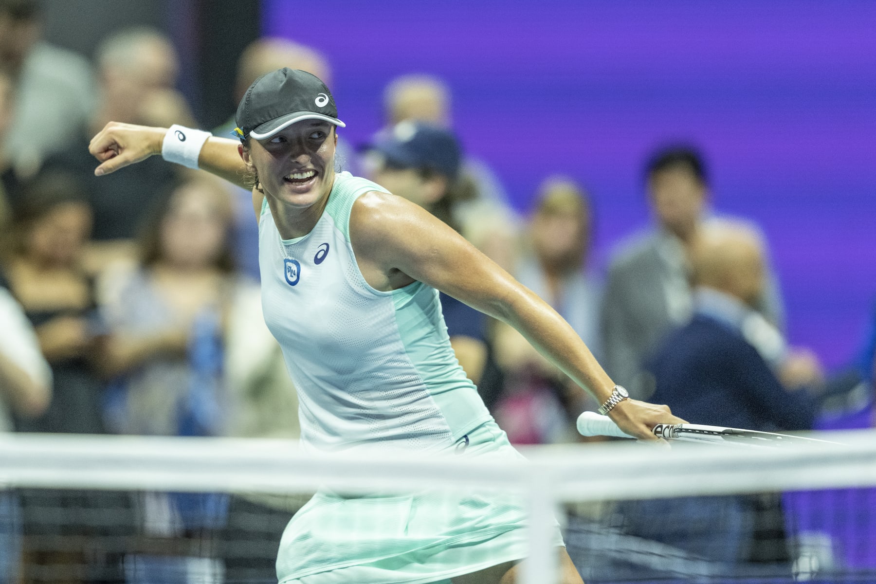 NEW YORK, USA - SEPTEMBER 07: Iga Swiatek of Poland celebrates victory in quarterfinal of US Open Championships against Jessica Pegula of USA at USTA Billie Jean King National Tennis Center in New York on September 7, 2022. Swiatek won in straight sets and moved for the first time in her career to the semifinal. (Photo by Lev Radin/Anadolu Agency via Getty Images)