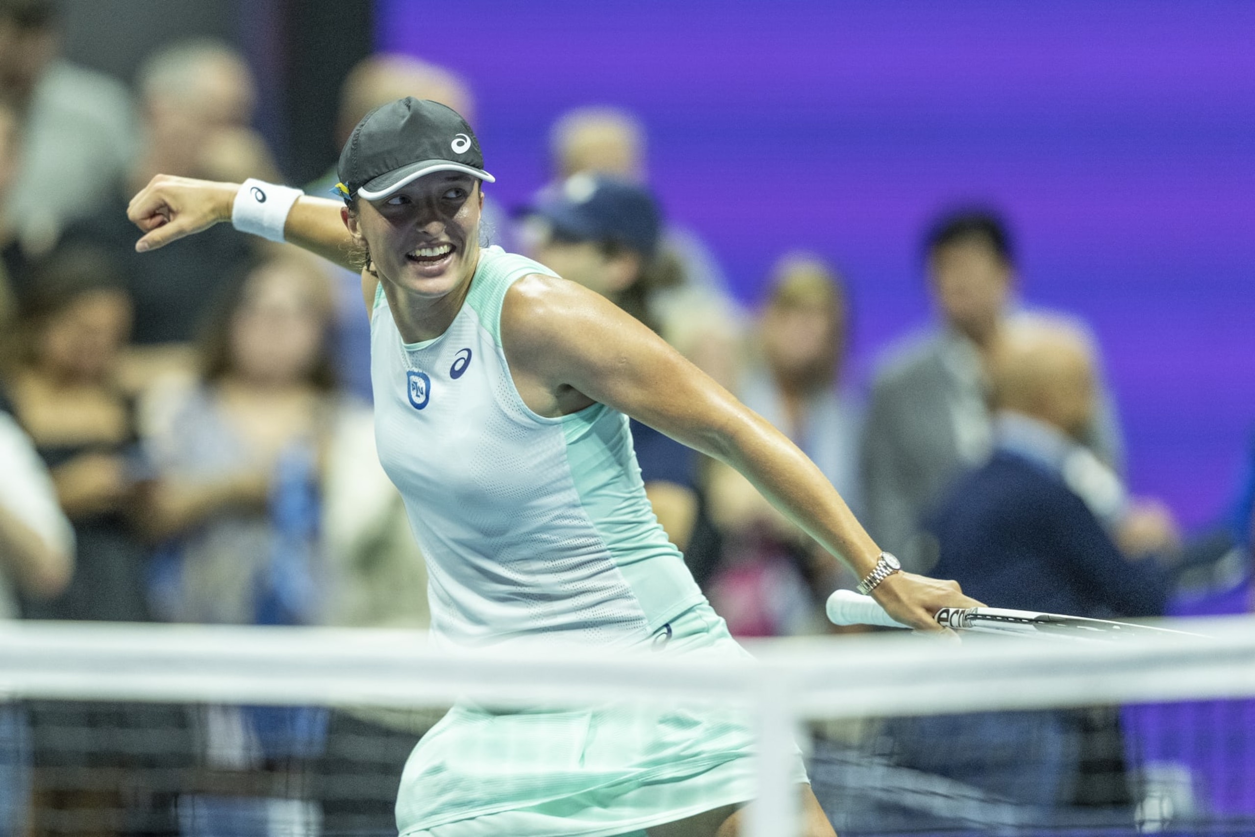 NEW YORK, USA - SEPTEMBER 07: Iga Swiatek of Poland celebrates victory in quarterfinal of US Open Championships against Jessica Pegula of USA at USTA Billie Jean King National Tennis Center in New York on September 7, 2022. Swiatek won in straight sets and moved for the first time in her career to the semifinal. (Photo by Lev Radin/Anadolu Agency via Getty Images)