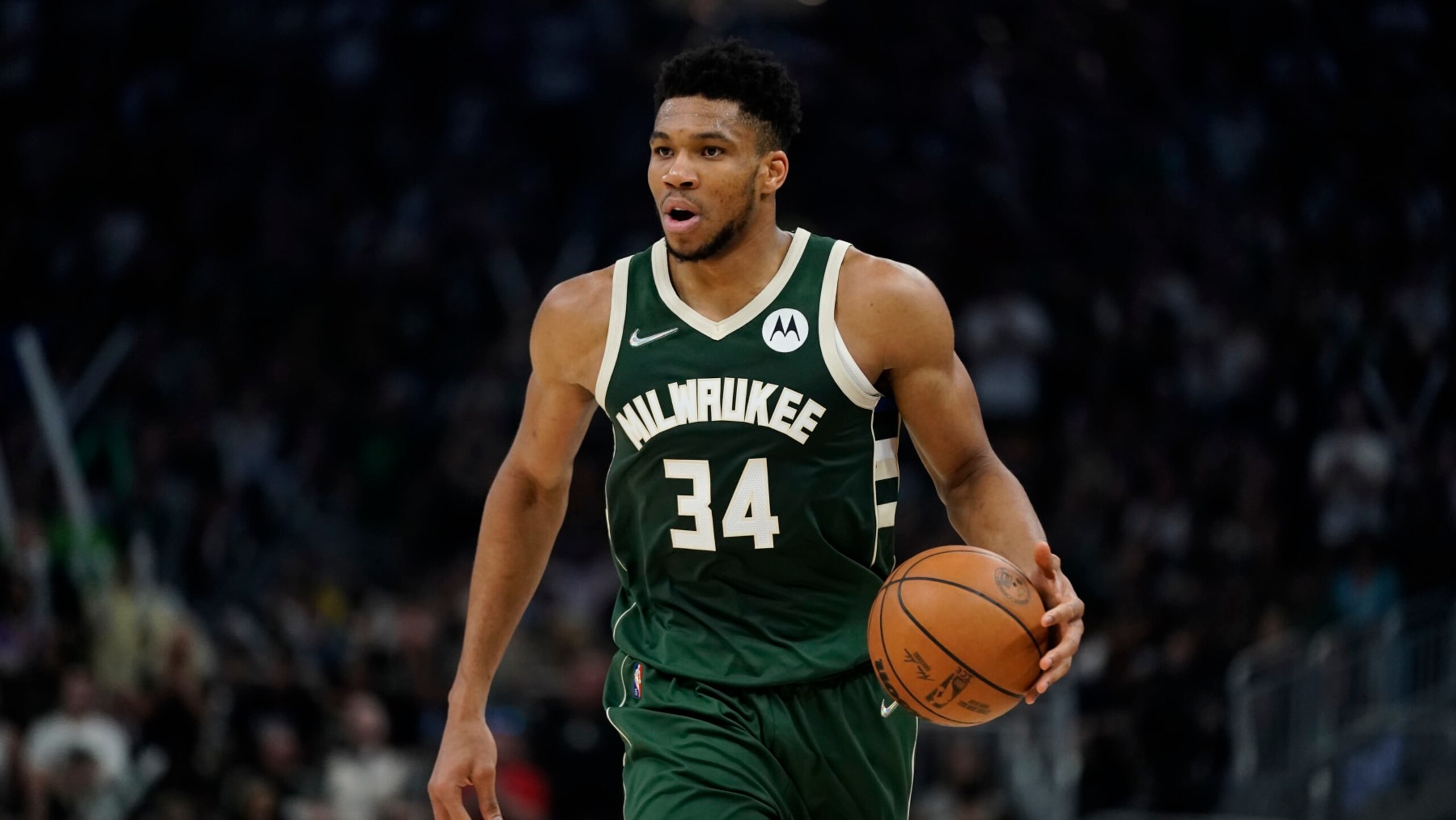 Milwaukee Bucks' Giannis Antetokounmpo during the first half of Game 6 of an NBA basketball Eastern Conference semifinals playoff series Friday, May 13, 2022, in Milwaukee. The Celtics won 108-95 to tie the series at 3-3. (AP Photo/Morry Gash) Milwaukee Bucks' Giannis Antetokounmpo during the first half of Game 6 of an NBA basketball Eastern Conference semifinals playoff series Friday, May 13, 2022, in Milwaukee. The Celtics won 108-95 to tie the series at 3-3. (AP Photo/Morry Gash)
