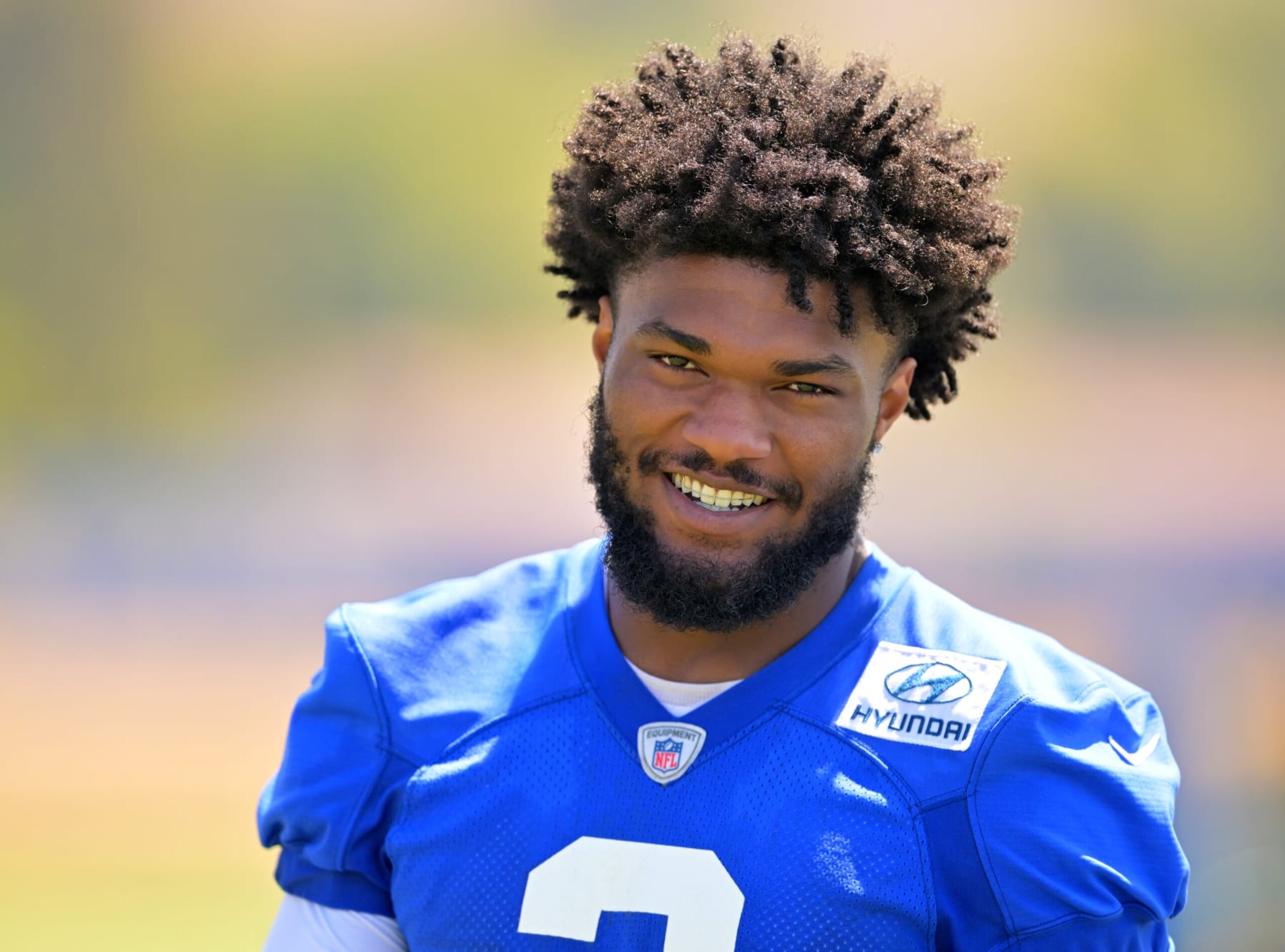 THOUSAND OAKS, CA - JUNE 8: Cam Akers #3 of the Los Angeles Rams leaves the field following mini camp on June 8, 2022 at the team's facility at California Lutheran University in Thousand Oaks, California. (Photo by Jayne Kamin-Oncea/Getty Images)
