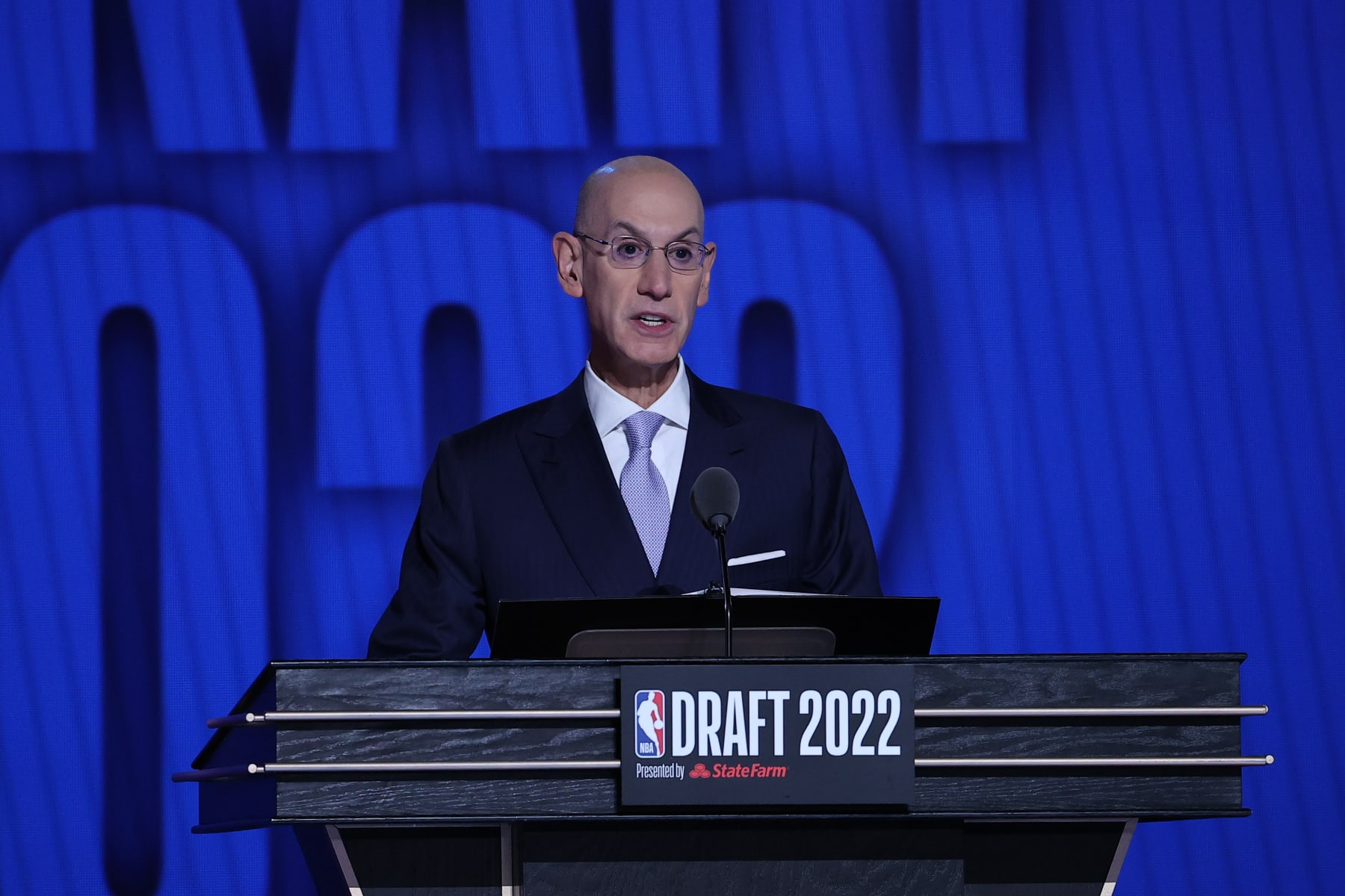 NEW YORK, NY, USA - JUNE 23: NBA Commissioner, Adam Silver speaks during the 2022 NBA Draft on June 23, 2022 at Barclays Center in Brooklyn, New York, United States. (Photo by Tayfun Coskun/Anadolu Agency via Getty Images)