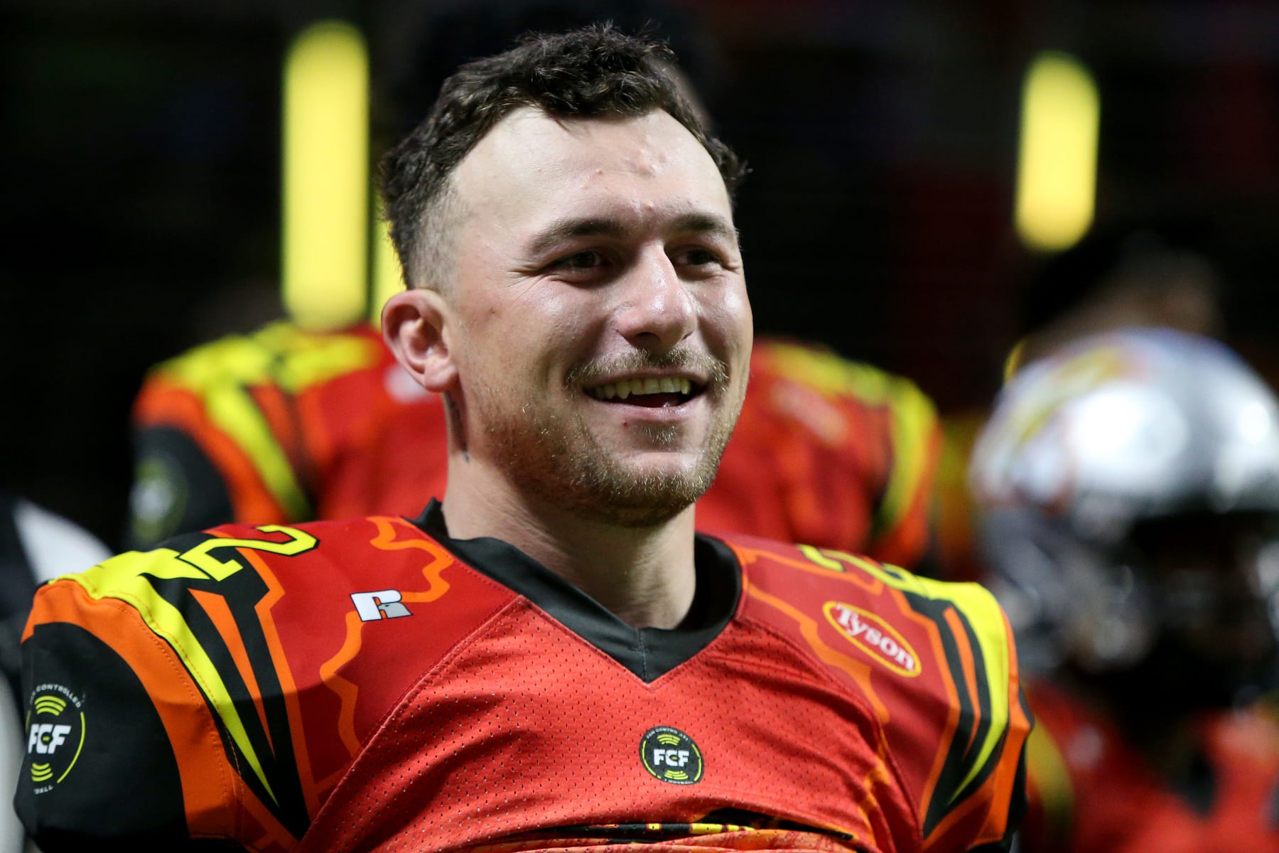 ATLANTA, GEORGIA - JUNE 04: Johnny Manziel #2 of the Zappers looks on during the first half against the Shoulda Been Stars during Fan Controlled Football Season v2.0 - Playoffs on June 04, 2022 in Atlanta, Georgia. (Photo by Brett Davis/Fan Controlled Football/Getty Images)