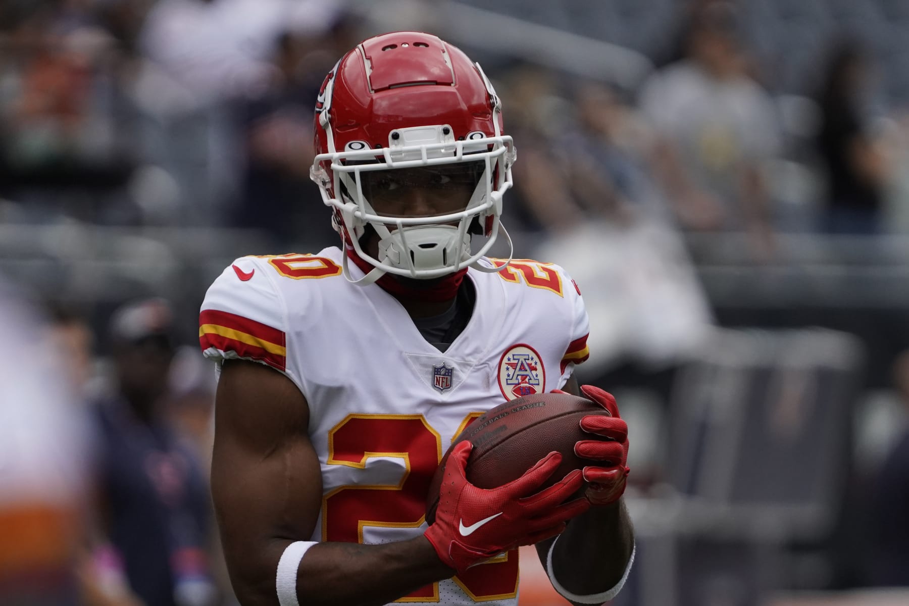 Kansas City Chiefs safety Justin Reid (20) during a preseason NFL football game, Saturday, Aug.13, 2022, in Chicago. (AP Photo/David Banks)