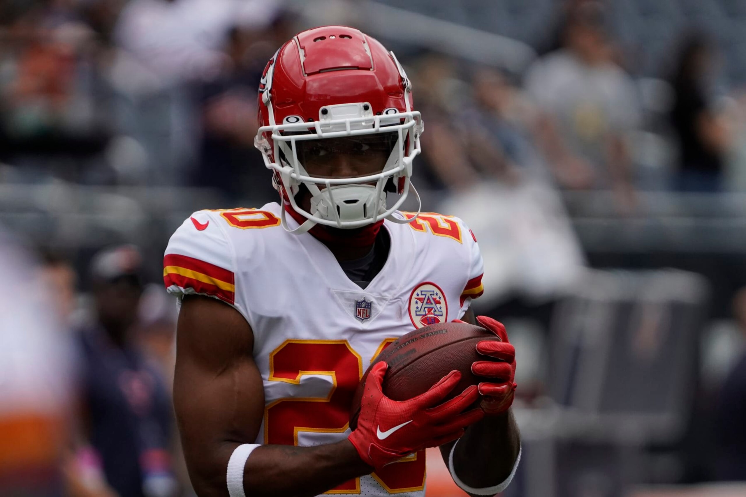 Kansas City Chiefs safety Justin Reid (20) during a preseason NFL football game, Saturday, Aug.13, 2022, in Chicago. (AP Photo/David Banks)