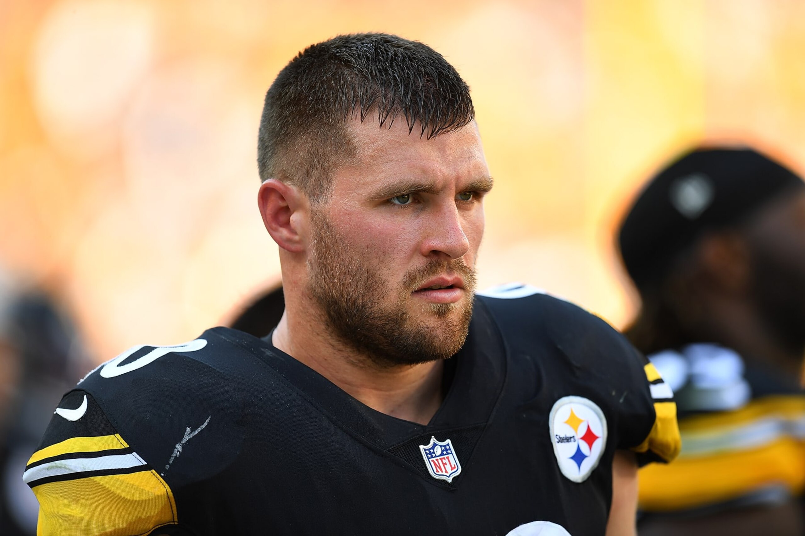 PITTSBURGH, PA - AUGUST 28:  T.J. Watt #90 of the Pittsburgh Steelers looks on during the first quarter against the Detroit Lions at Acrisure Stadium on August 28, 2022 in Pittsburgh, Pennsylvania. (Photo by Joe Sargent/Getty Images)