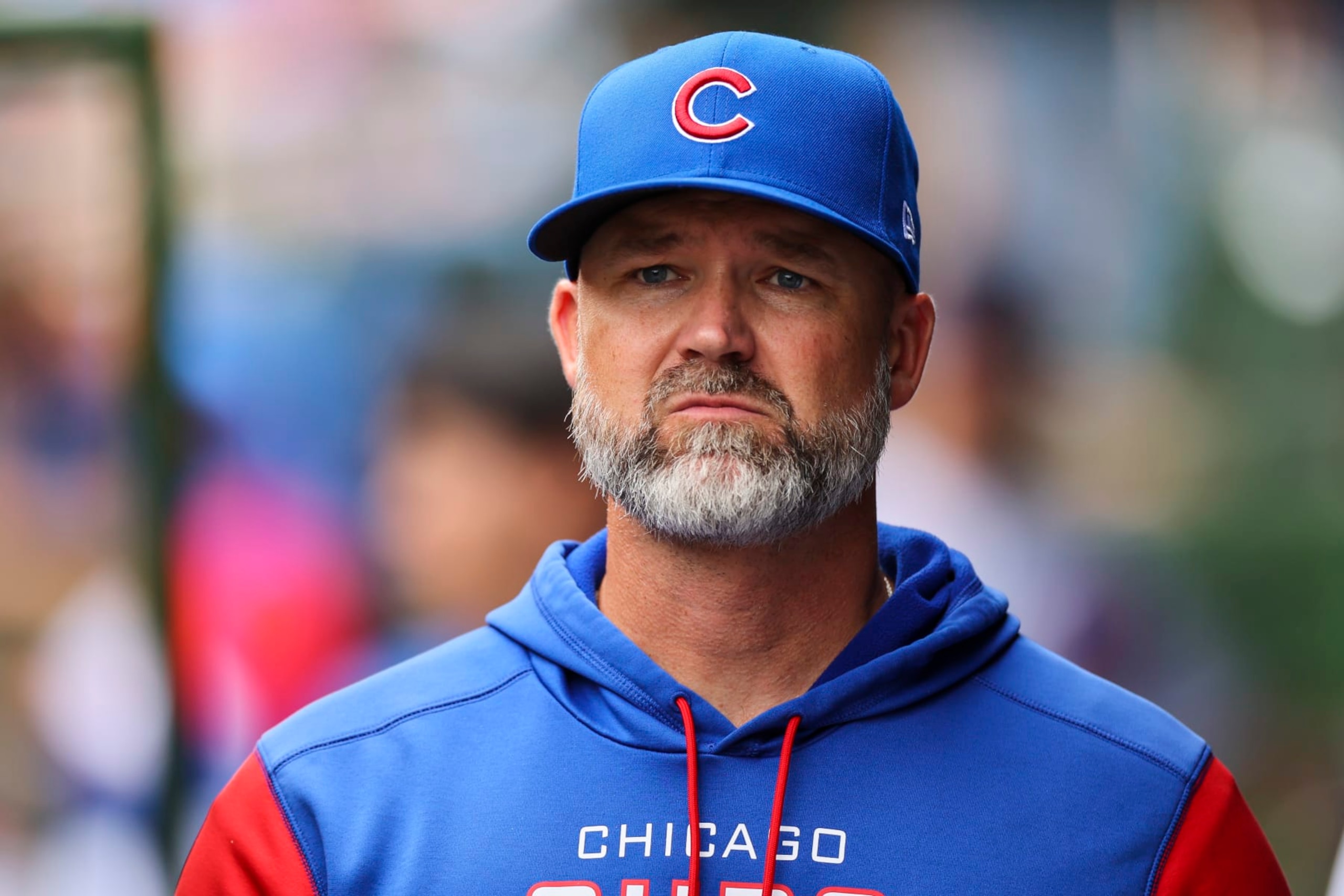 CHICAGO, IL - AUGUST 25: Chicago Cubs manager David Ross (3) walks in the dugout during a regular season game between the St. Louis Cardinals and Chicago Cubs on August 25, 2022, at Wrigley Field in Chicago, IL. (Photo by Brandon Sloter/Icon Sportswire via Getty Images) CHICAGO, IL - AUGUST 25: Chicago Cubs manager David Ross (3) walks in the dugout during a regular season game between the St. Louis Cardinals and Chicago Cubs on August 25, 2022, at Wrigley Field in Chicago, IL. (Photo by Brandon Sloter/Icon Sportswire via Getty Images)