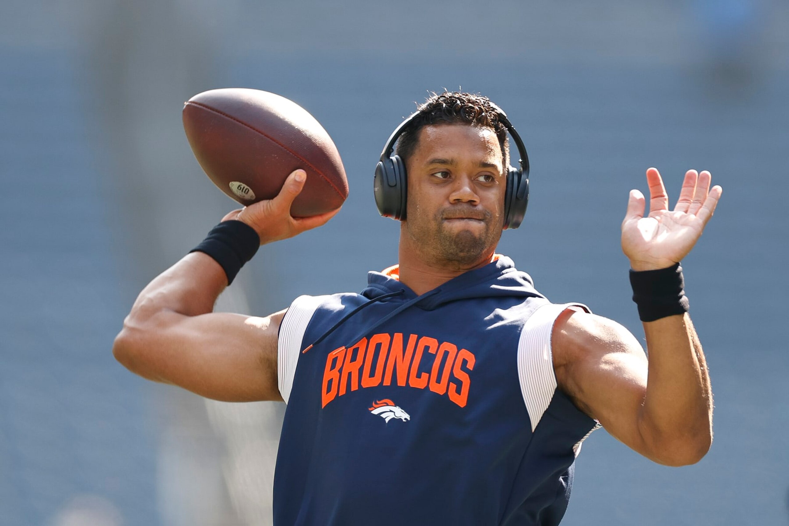 SEATTLE, WASHINGTON - SEPTEMBER 12: Russell Wilson #3 of the Denver Broncos warms up before playing against the Seattle Seahawks at Lumen Field on September 12, 2022 in Seattle, Washington. (Photo by Steph Chambers/Getty Images) SEATTLE, WASHINGTON - SEPTEMBER 12: Russell Wilson #3 of the Denver Broncos warms up before playing against the Seattle Seahawks at Lumen Field on September 12, 2022 in Seattle, Washington. (Photo by Steph Chambers/Getty Images)