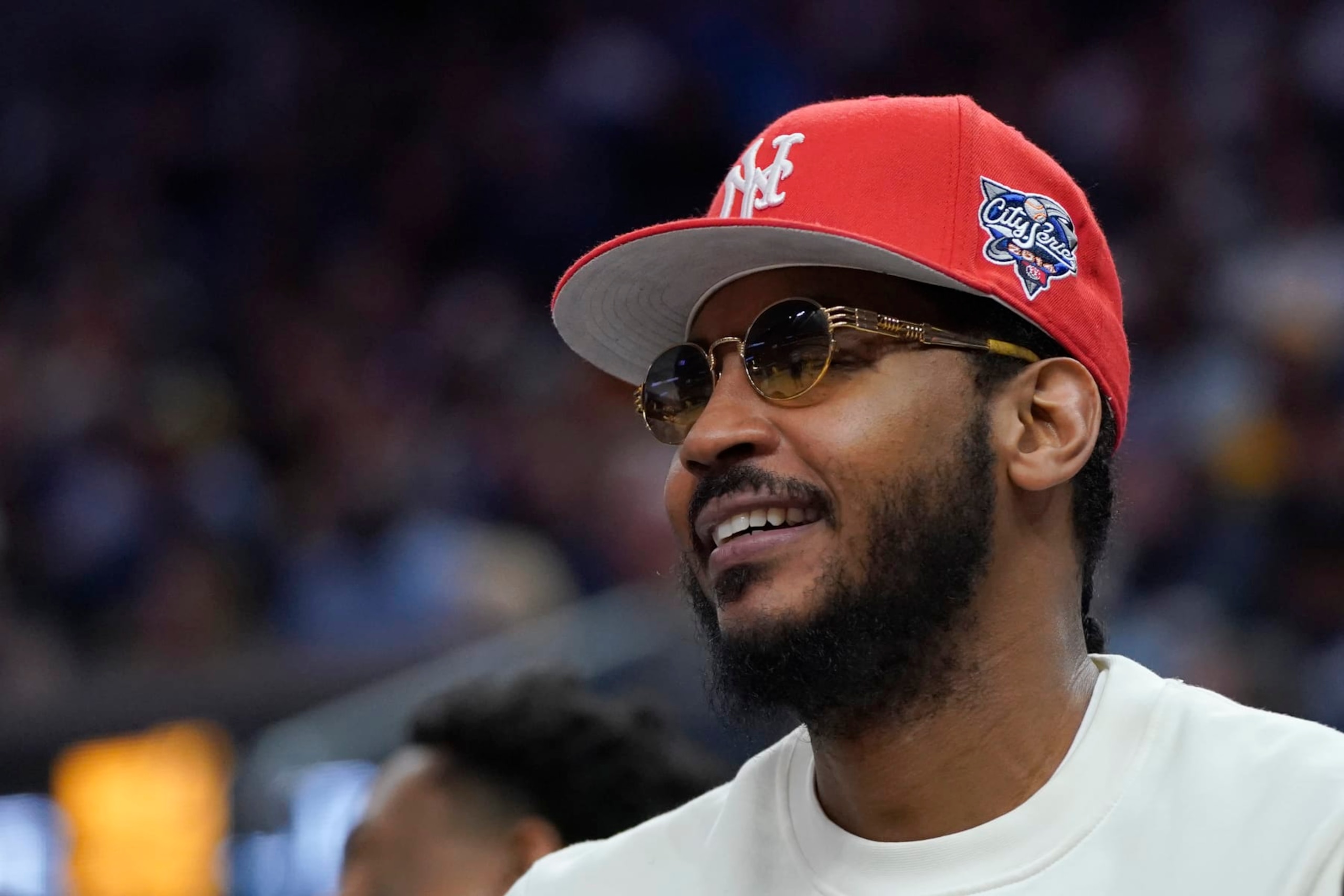 Los Angeles Lakers forward Carmelo Anthony during an NBA basketball game against the Golden State Warriors in San Francisco, Thursday, April 7, 2022. (AP Photo/Jeff Chiu)