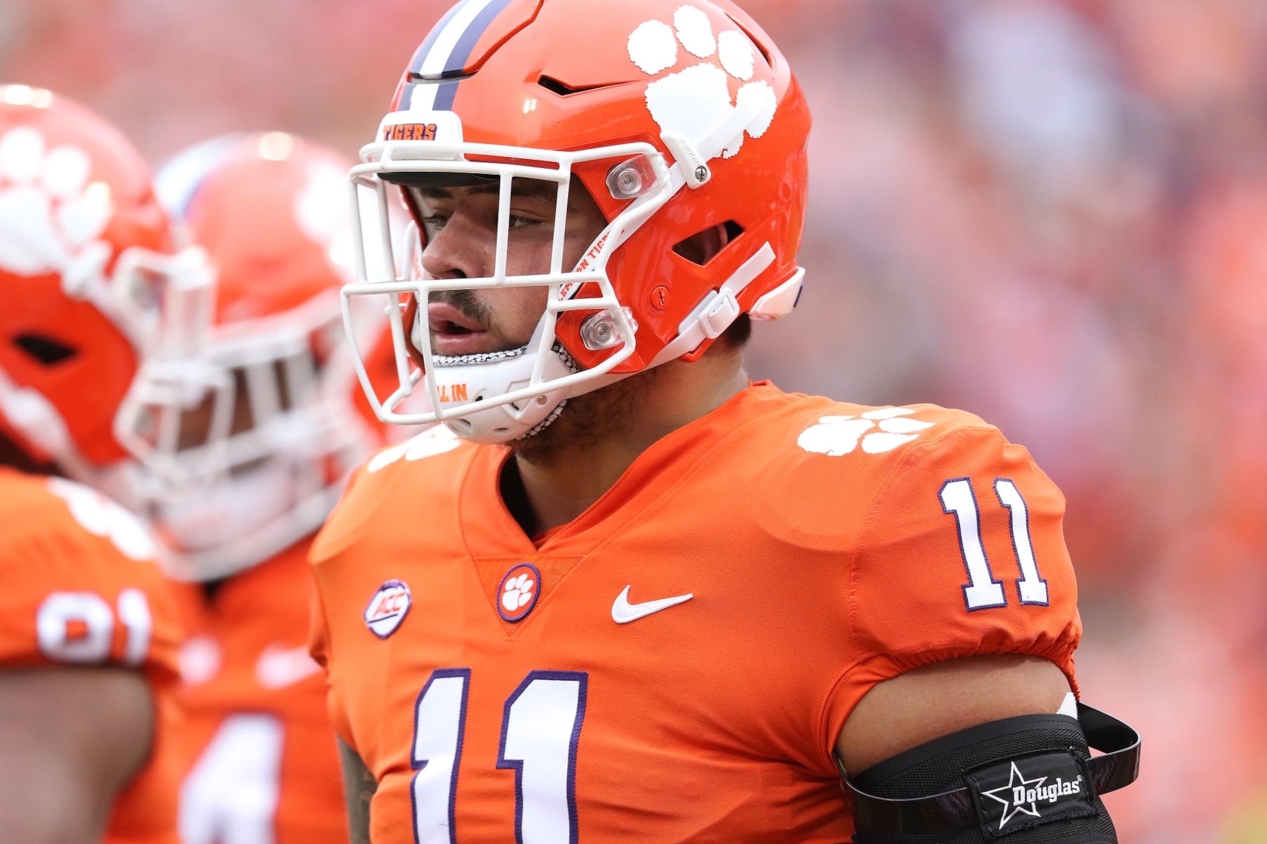 CLEMSON, SC - SEPTEMBER 10: Clemson Tigers defensive tackle Bryan Bresee (11) during a college football game between the Furman Paladins and the Clemson Tigers on September 10, 2022, at Clemson Memorial Stadium in Clemson, S.C.  (Photo by John Byrum/Icon Sportswire via Getty Images)
