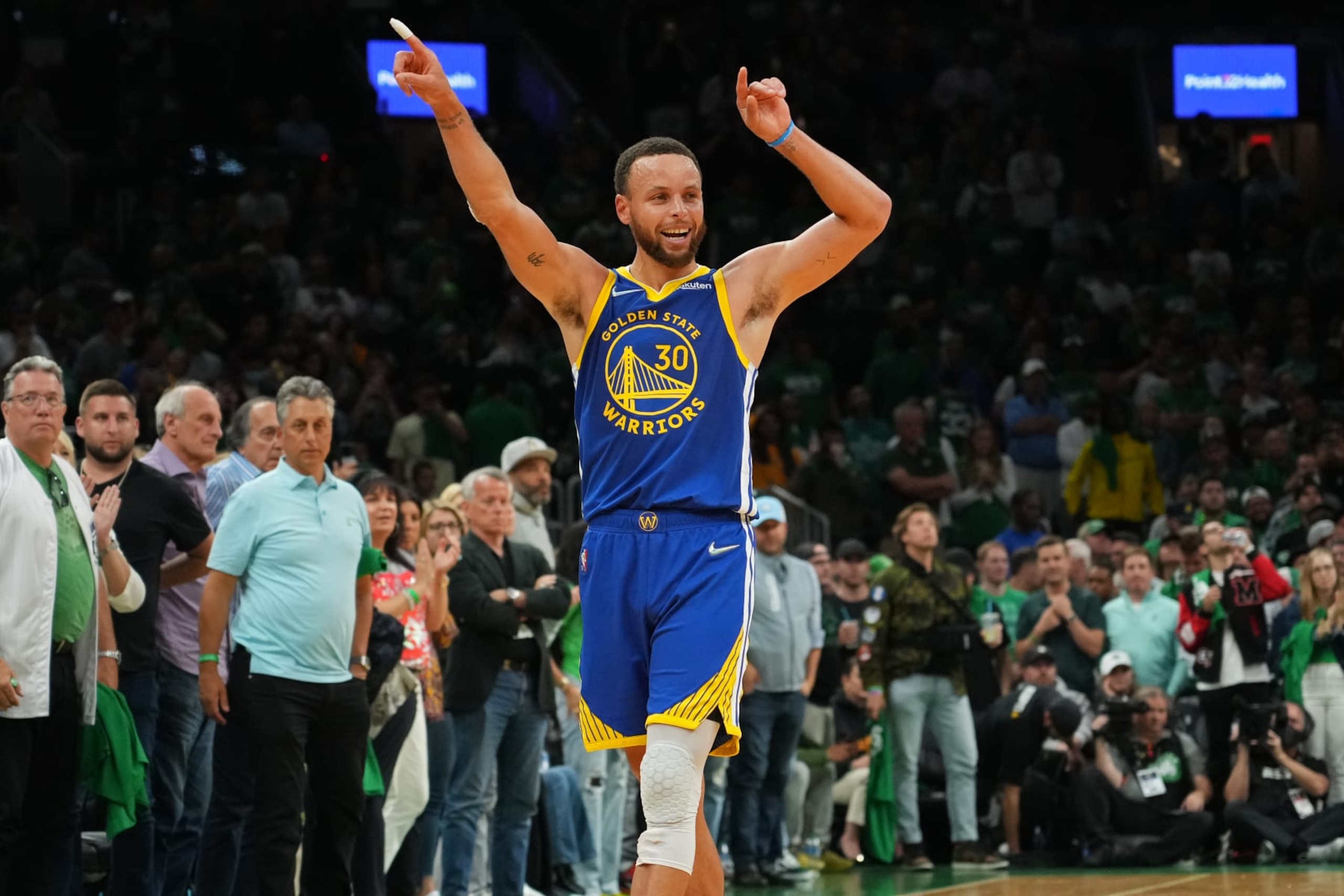BOSTON, MA - JUNE 16: Stephen Curry #30 of the Golden State Warriors looks on during Game Six of the 2022 NBA Finals on June 16, 2022 at TD Garden in Boston, Massachusetts. NOTE TO USER: User expressly acknowledges and agrees that, by downloading and or using this photograph, user is consenting to the terms and conditions of Getty Images License Agreement. Mandatory Copyright Notice: Copyright 2022 NBAE (Photo by Jesse D. Garrabrant/NBAE via Getty Images)