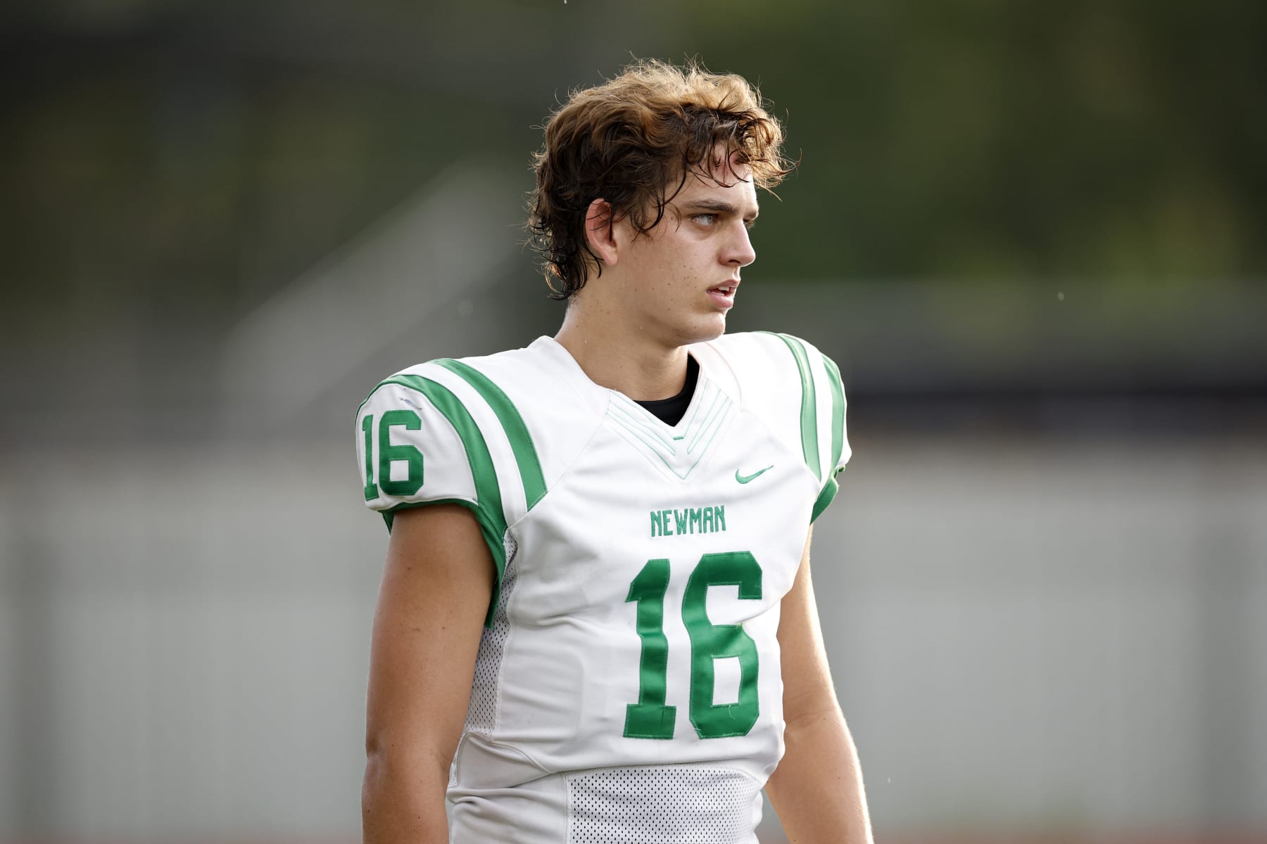 NEW ORLEANS, LOUISIANA - SEPTEMBER 02: Arch Manning #16 of Isidore Newman High school looks on during the game against  Hanhville Highschool on September 02, 2022 in Boutte, Louisiana. (Photo by Chris Graythen/Getty Images)