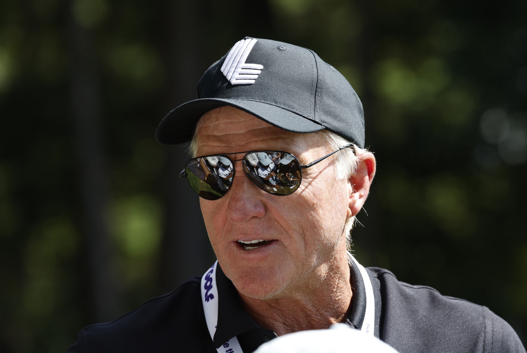 BOLTON, MA - SEPTEMBER 04: Greg Norman, LIV Golf commissioner and CEO,  during the final round on Day 3 of the LIV Golf Invitational Series Boston on September 4, 2022, at The International in Bolton, Massachusetts. (Photo by Fred Kfoury III/Icon Sportswire via Getty Images)