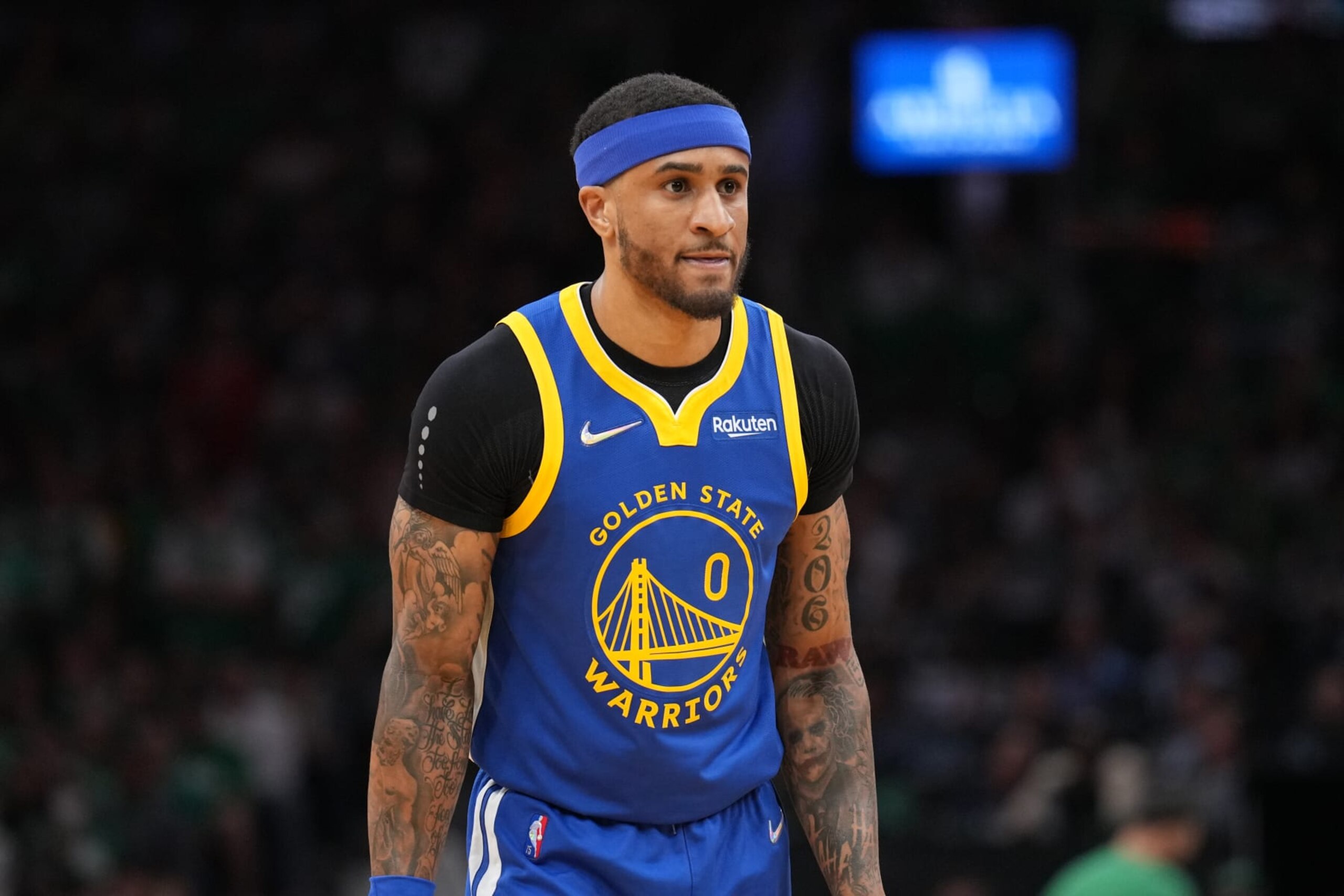 BOSTON, MA - JUNE 16: Gary Payton II #0 of the Golden State Warriors looks on during Game Six of the 2022 NBA Finals on June 16, 2022 at TD Garden in Boston, Massachusetts. NOTE TO USER: User expressly acknowledges and agrees that, by downloading and or using this photograph, user is consenting to the terms and conditions of Getty Images License Agreement. Mandatory Copyright Notice: Copyright 2022 NBAE (Photo by Jesse D. Garrabrant/NBAE via Getty Images) BOSTON, MA - JUNE 16: Gary Payton II #0 of the Golden State Warriors looks on during Game Six of the 2022 NBA Finals on June 16, 2022 at TD Garden in Boston, Massachusetts. NOTE TO USER: User expressly acknowledges and agrees that, by downloading and or using this photograph, user is consenting to the terms and conditions of Getty Images License Agreement. Mandatory Copyright Notice: Copyright 2022 NBAE (Photo by Jesse D. Garrabrant/NBAE via Getty Images)