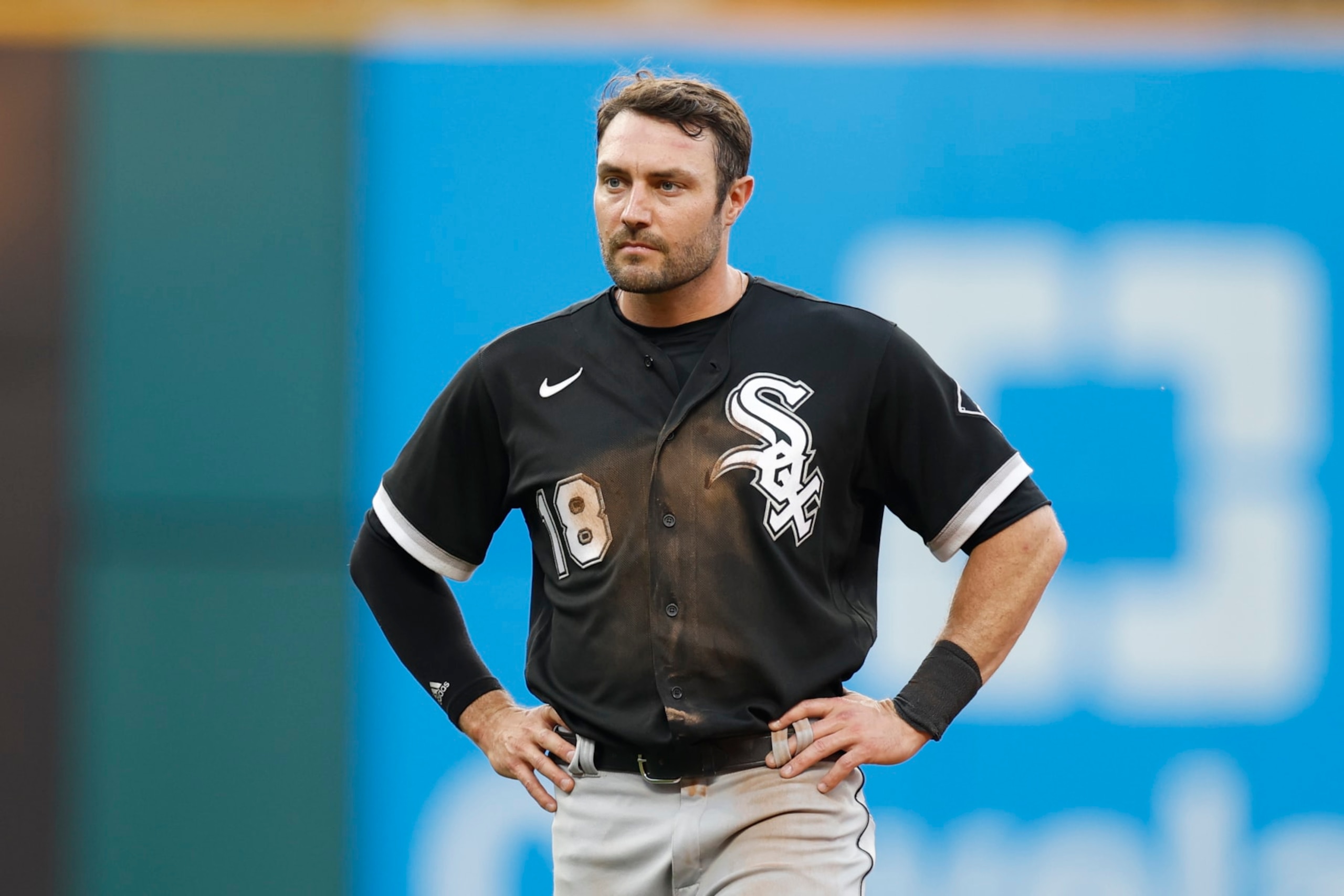 CLEVELAND, OH - JULY 11: AJ Pollock #18 of the Chicago White Sox plays against the Cleveland Guardians during the fourth inning at Progressive Field on July 11, 2022 in Cleveland, Ohio. (Photo by Ron Schwane/Getty Images) CLEVELAND, OH - JULY 11: AJ Pollock #18 of the Chicago White Sox plays against the Cleveland Guardians during the fourth inning at Progressive Field on July 11, 2022 in Cleveland, Ohio. (Photo by Ron Schwane/Getty Images)