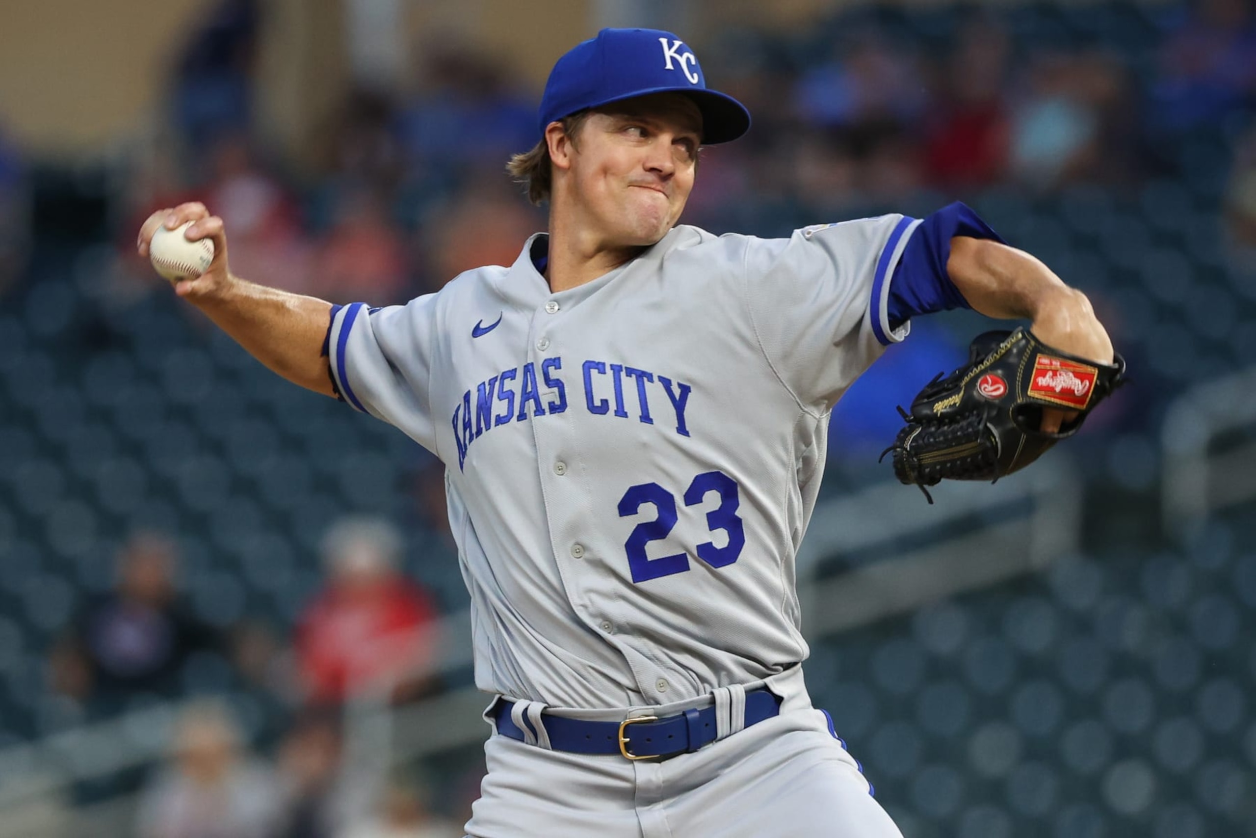 MINNEAPOLIS - SEPTEMBER 14: Zack Greinke #23 of the Kansas City Royals delivers a pitch against the Minnesota Twins during the second inning of the game at Target Field on September 14, 2022 in Minneapolis, Minnesota. (Photo by Matt Krohn/Getty Images) MINNEAPOLIS - SEPTEMBER 14: Zack Greinke #23 of the Kansas City Royals delivers a pitch against the Minnesota Twins during the second inning of the game at Target Field on September 14, 2022 in Minneapolis, Minnesota. (Photo by Matt Krohn/Getty Images)