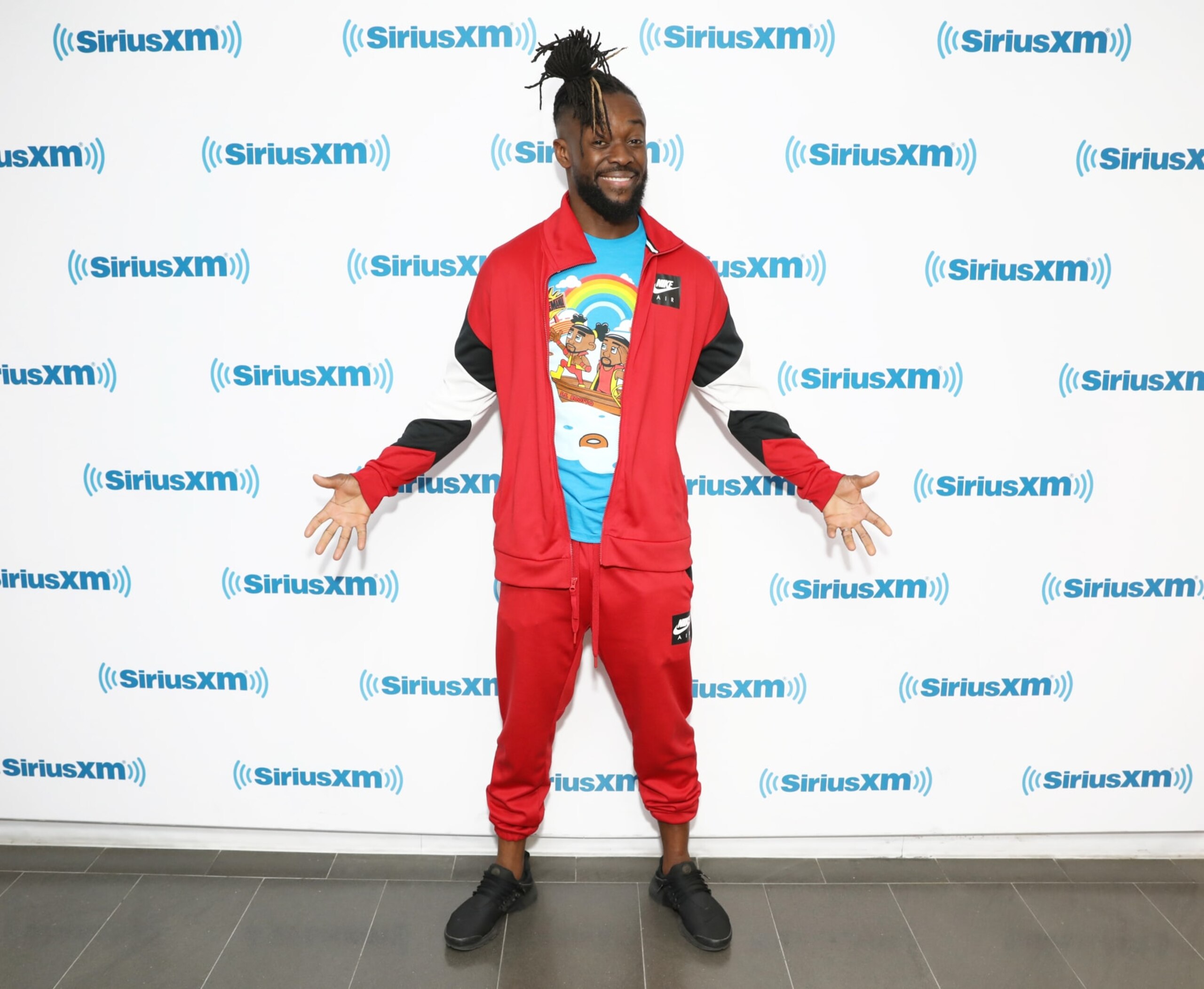 NEW YORK, NY - APRIL 04:  WWE Wrestler Kofi Kingston visits the SiriusXM Studios on April 4, 2019 in New York City.  (Photo by Cindy Ord/Getty Images)