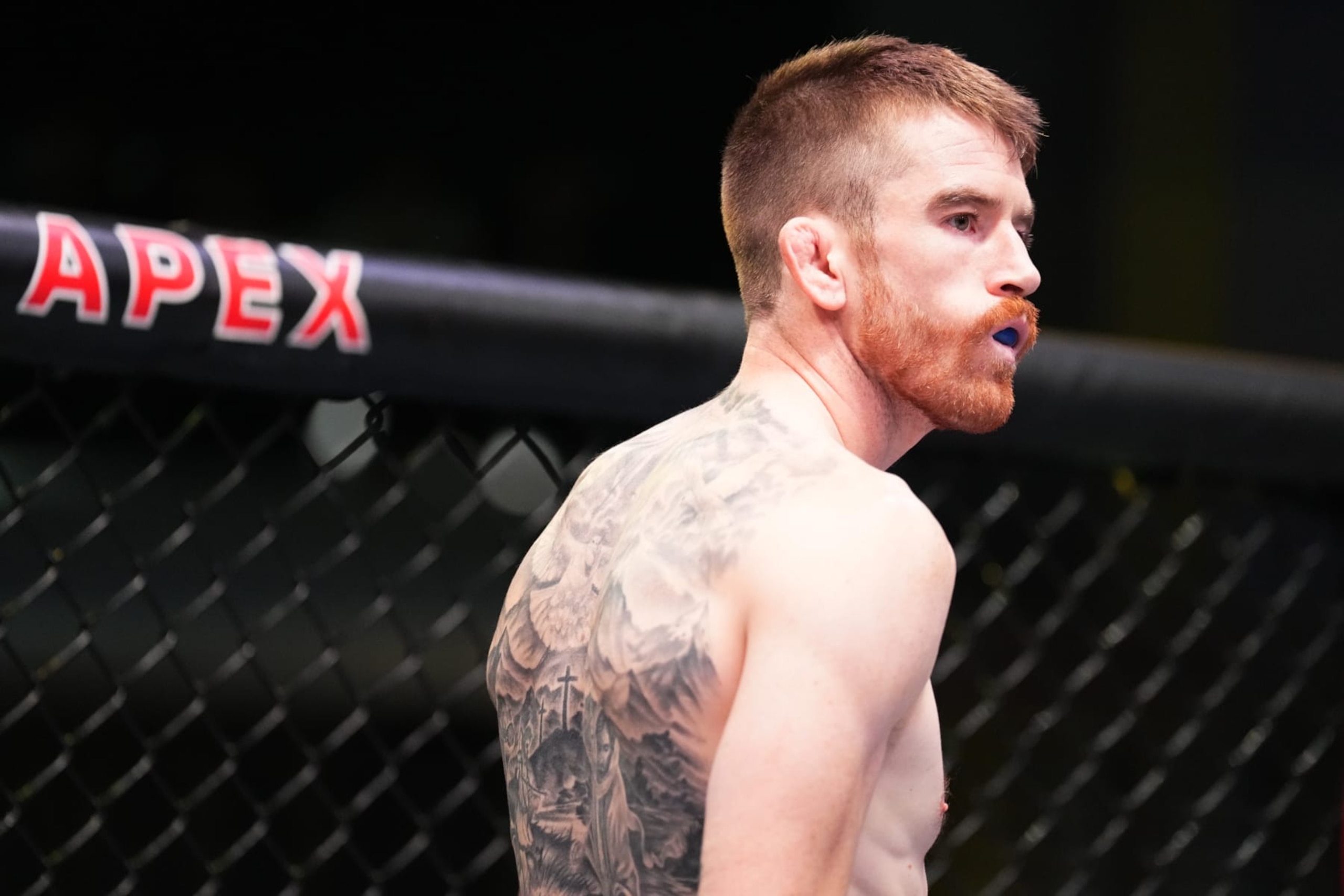 LAS VEGAS, NEVADA - SEPTEMBER 17: Cory Sandhagen waits in his corner prior to facing Song Yadong of China in a bantamweight fight during the UFC Fight Night event at UFC APEX on September 17, 2022 in Las Vegas, Nevada. (Photo by Chris Unger/Zuffa LLC)