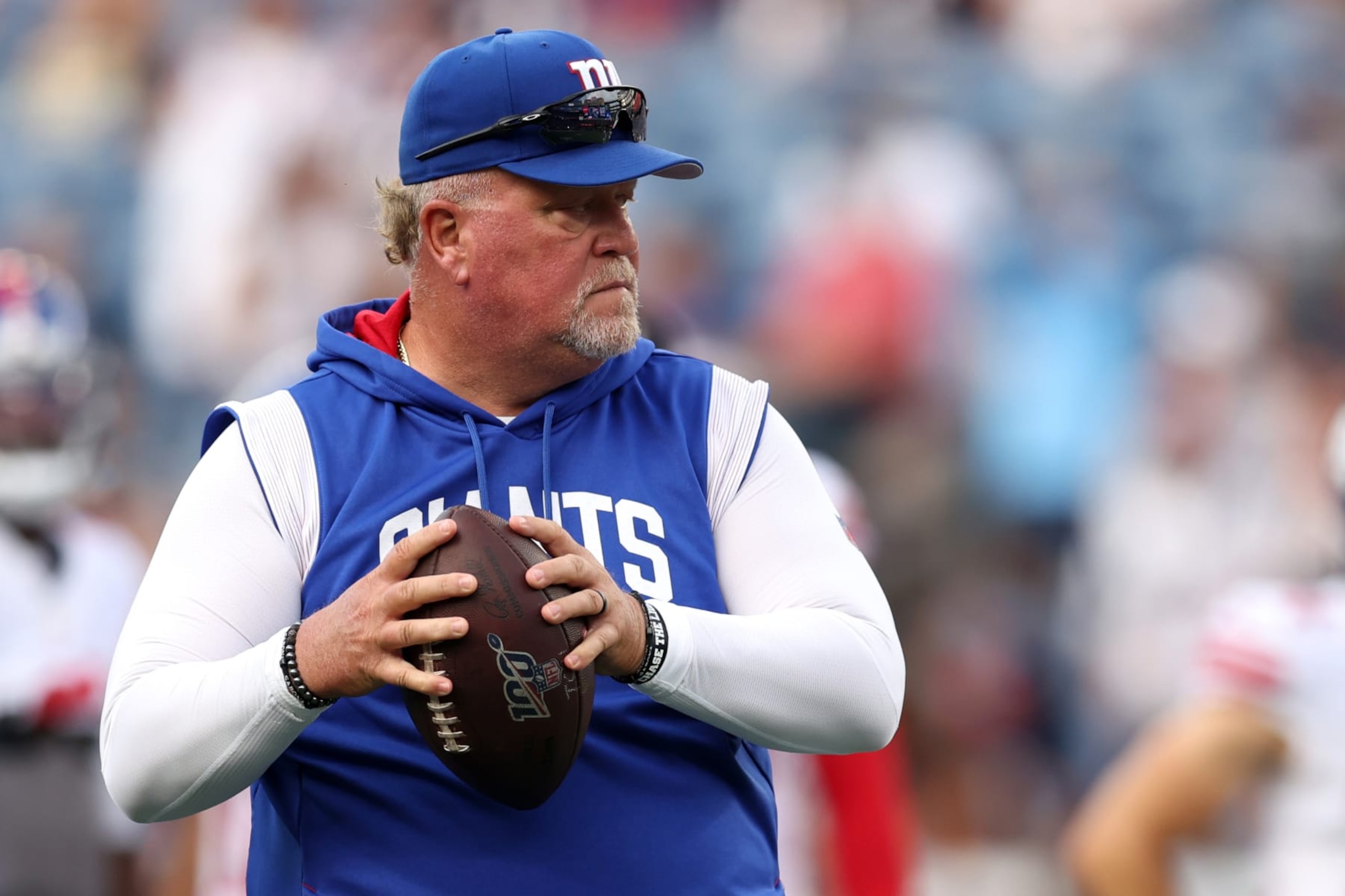 FOXBOROUGH, MASSACHUSETTS - AUGUST 11: Defensive Coordinator Don Martindale of the New York Giants ahead of the the preseason game between the New York Giants and the New England Patriots at Gillette Stadium on August 11, 2022 in Foxborough, Massachusetts. (Photo by Maddie Meyer/Getty Images)