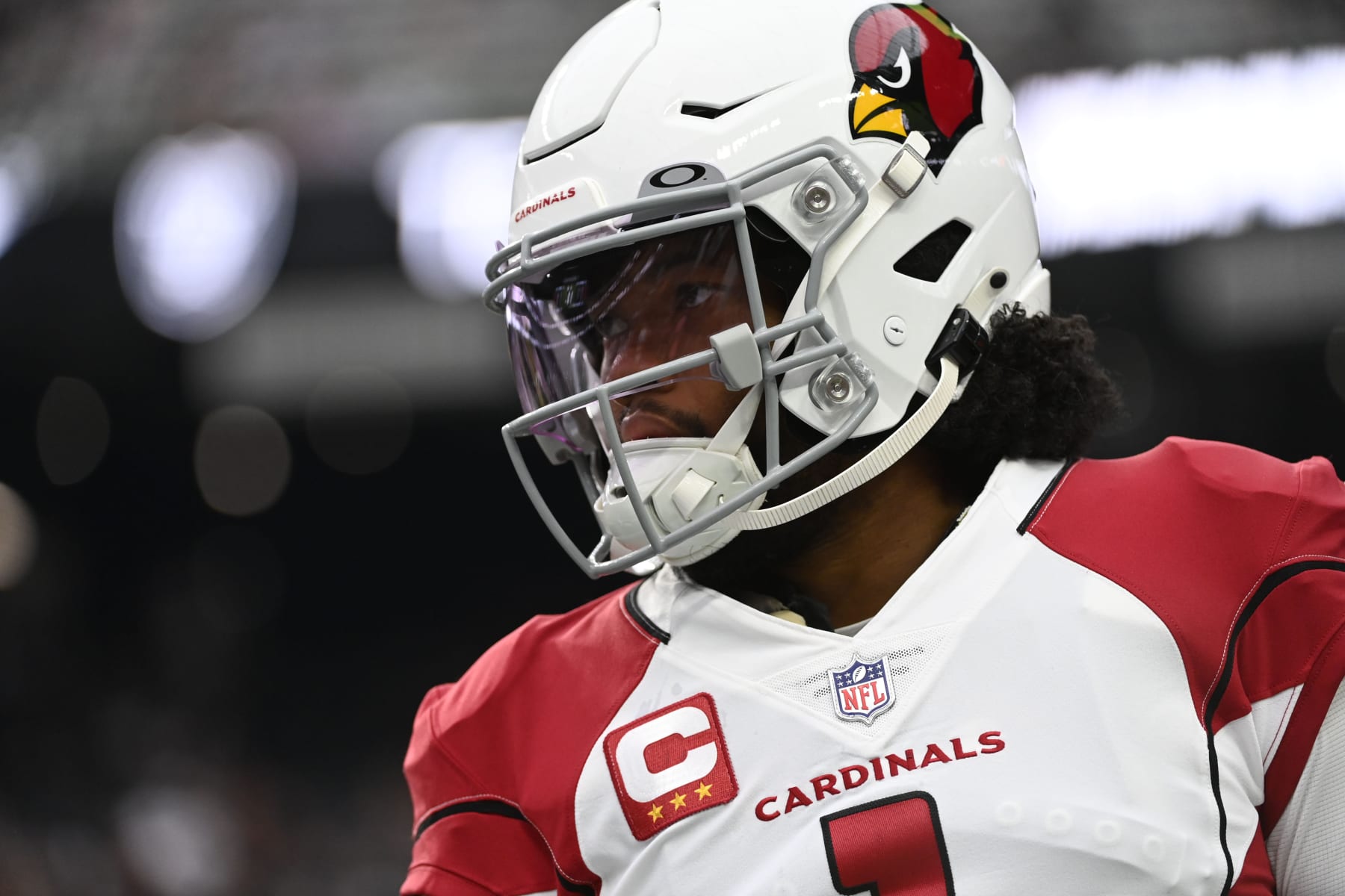 Arizona Cardinals quarterback Kyler Murray warms up before an NFL football game against the Las Vegas Raiders Sunday, Sept. 18, 2022, in Las Vegas. (AP Photo/David Becker)