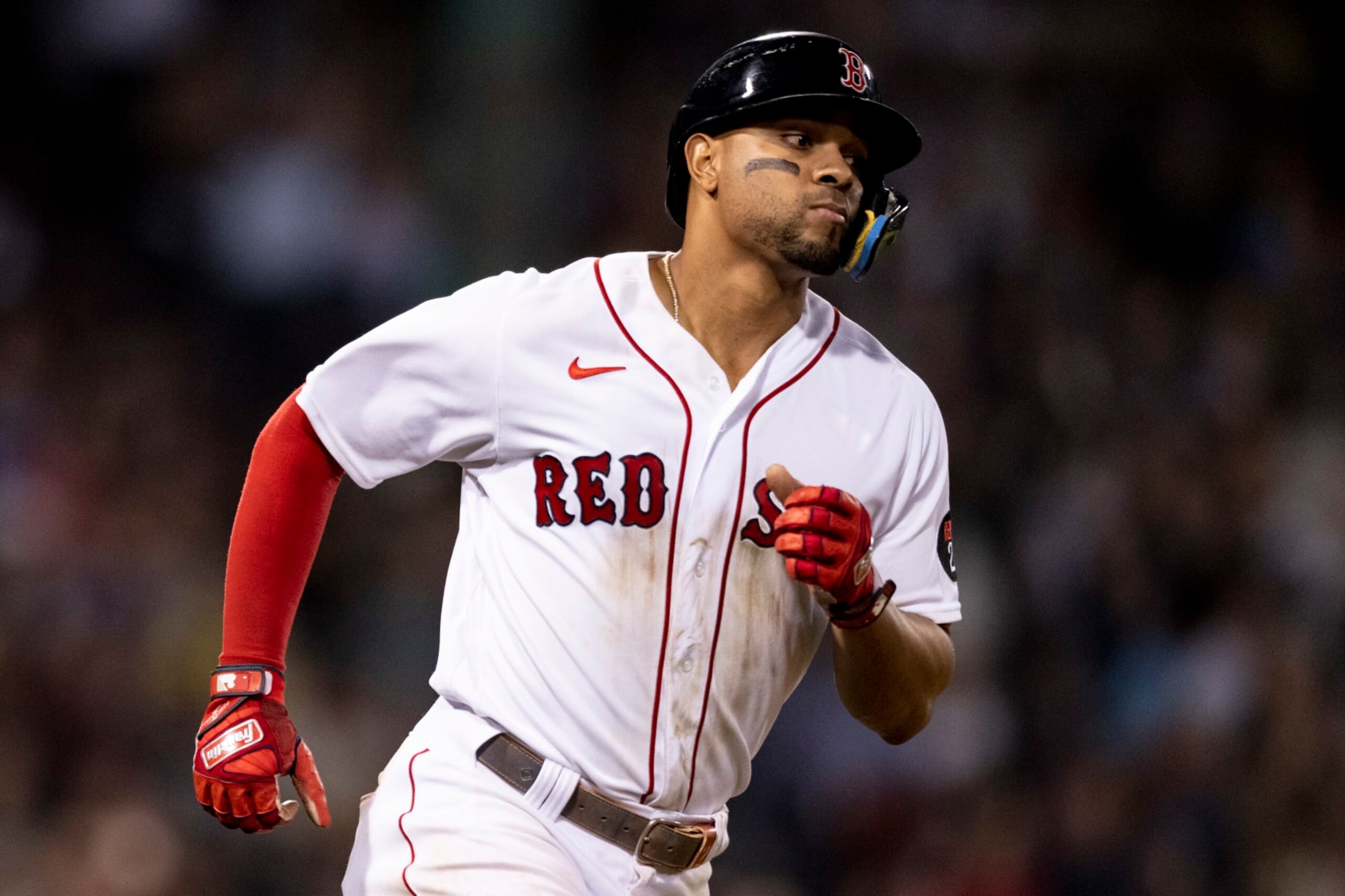 BOSTON, MA - SEPTEMBER 13: Xander Bogaerts #2 of the Boston Red Sox runs the bases after hitting a home run during the sixth inning of a game against the New York Yankees on September 13, 2022 at Fenway Park in Boston, Massachusetts. (Photo by Maddie Malhotra/Boston Red Sox/Getty Images)