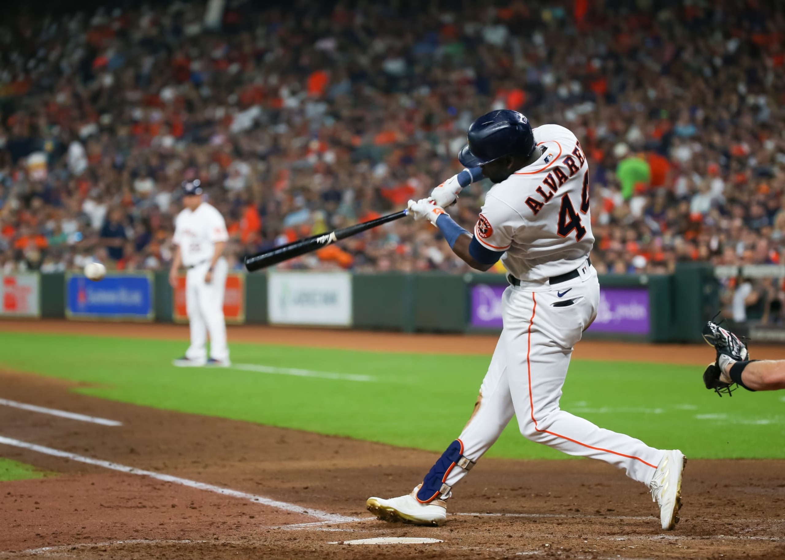 HOUSTON, TX - SEPTEMBER 10:  Houston Astros left fielder Yordan Alvarez (44)during the MLB game between the Los Angeles Angels and Houston Astros on September 10, 2022 at Minute Maid Park in Houston, Texas.  (Photo by Leslie Plaza Johnson/Icon Sportswire via Getty Images)
