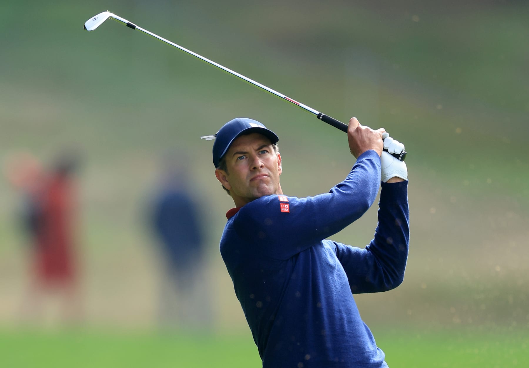 VIRGINIA WATER, ENGLAND - SEPTEMBER 10: Adam Scott of Australia plays his second shot on the sixth hole during the second round on Day Three of the BMW PGA Championship at Wentworth Golf Club on September 10, 2022 in Virginia Water, England. (Photo by David Cannon/Getty Images)