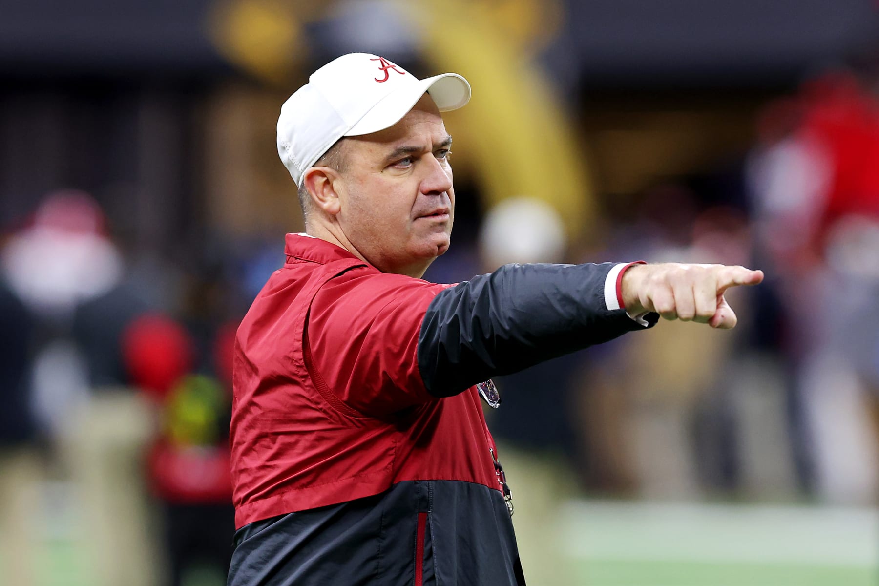 INDIANAPOLIS, INDIANA - JANUARY 10: Alabama Crimson Tide Offensive Coordinator Bill O'Brien looks on prior to a game against the Georgia Bulldogs in the 2022 CFP National Championship Game at Lucas Oil Stadium on January 10, 2022 in Indianapolis, Indiana. (Photo by Kevin C. Cox/Getty Images)