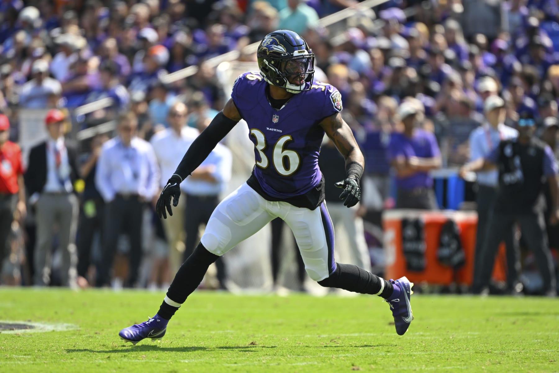Baltimore Ravens safety Chuck Clark (36) in action during the first half of a NFL football game against the Miami Dolphins, Sunday, Sept. 18, 2022, in Baltimore. (AP Photo/Terrance Williams)