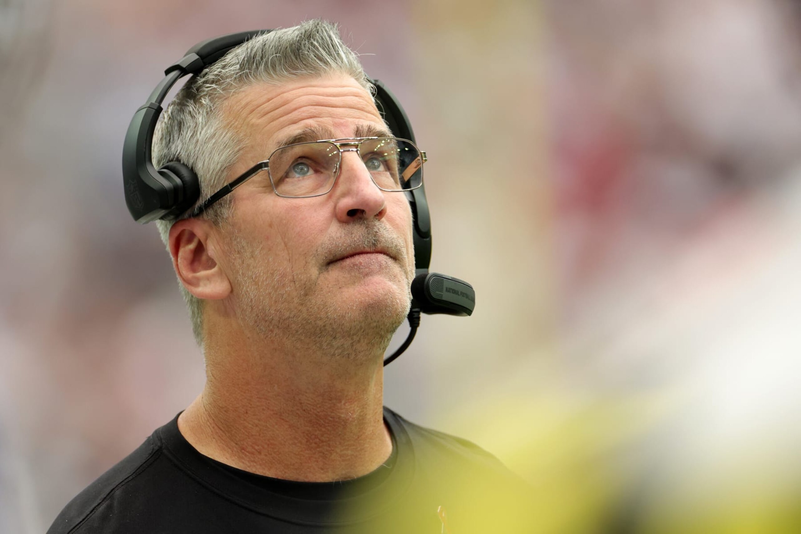 HOUSTON, TEXAS - SEPTEMBER 11: Head coach Frank Reich of the Indianapolis Colts looks on during the game against the Houston Texans at NRG Stadium on September 11, 2022 in Houston, Texas. (Photo by Carmen Mandato/Getty Images)