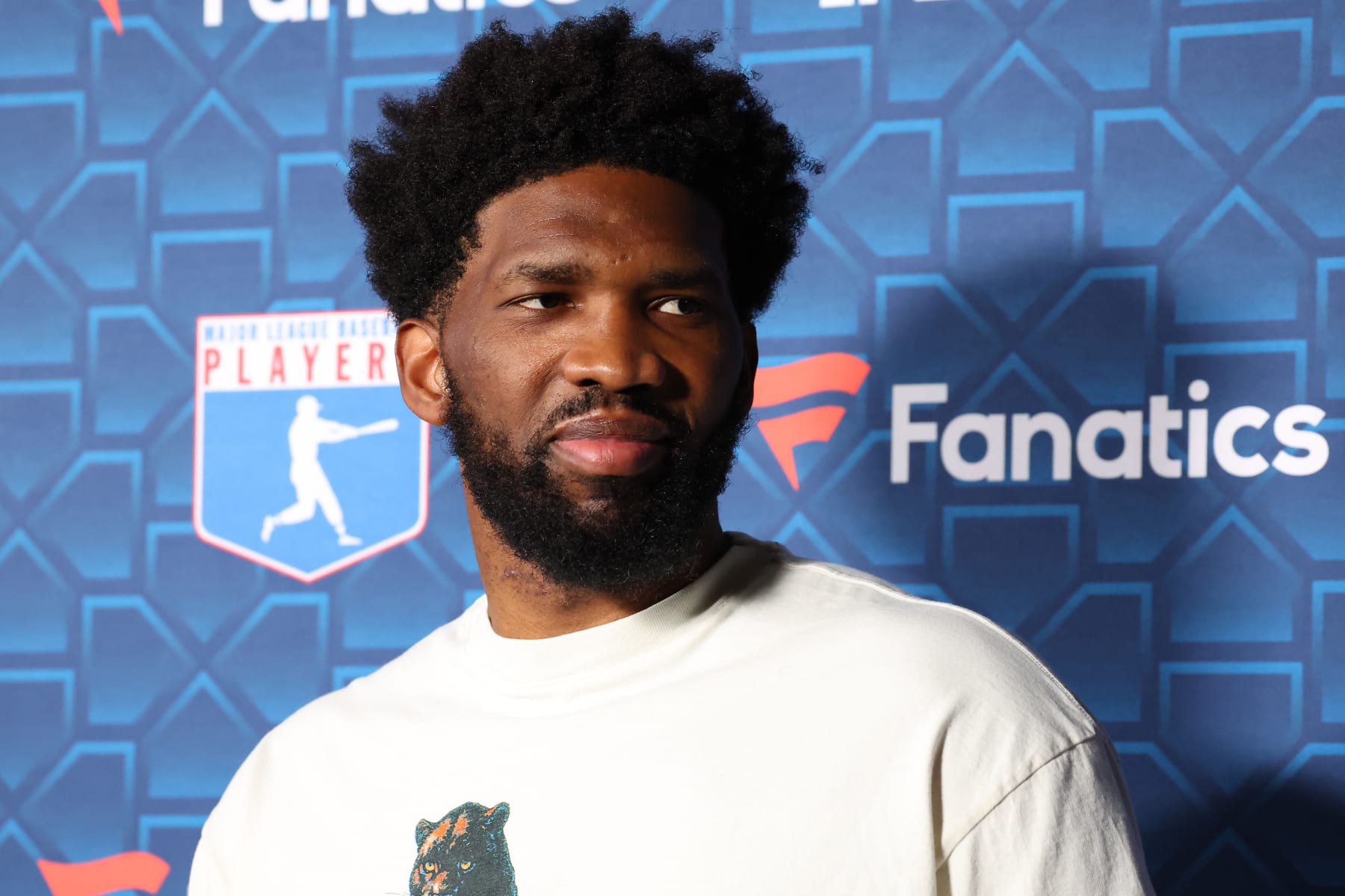 LOS ANGELES, CALIFORNIA - JULY 18:  Joel Embiid attends Michael Rubin's MLBPA x Fanatics party at City Market Social House on July 18, 2022 in Los Angeles, California. (Photo by Leon Bennett/Getty Images)
