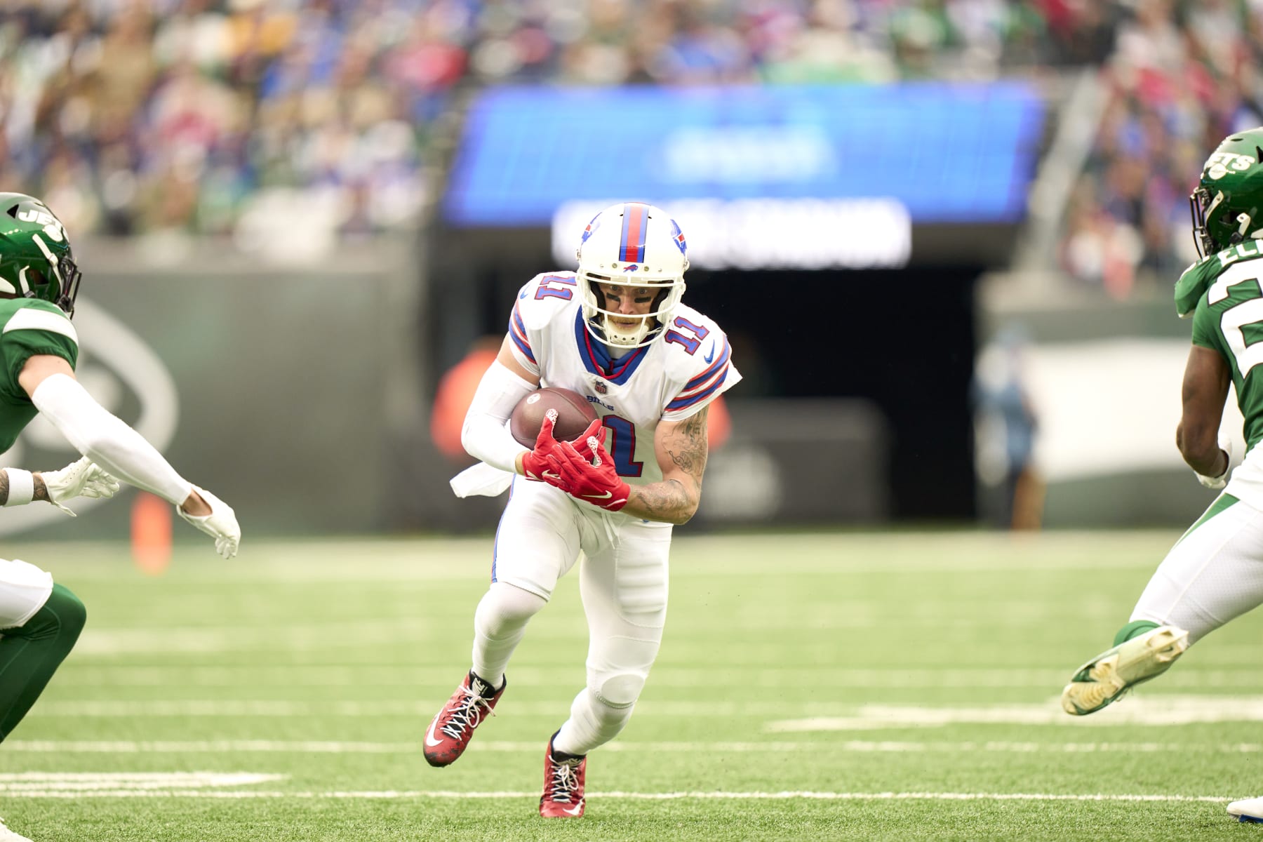 Football: Buffalo Bills Cole Beasley (11) in action vs New York Jets at MetLife Stadium. East Rutherford, NJ 11/14/2021 CREDIT: Erick W. Rasco (Photo by Erick W. Rasco/Sports Illustrated via Getty Images) (Set Number: X163864 TK1)