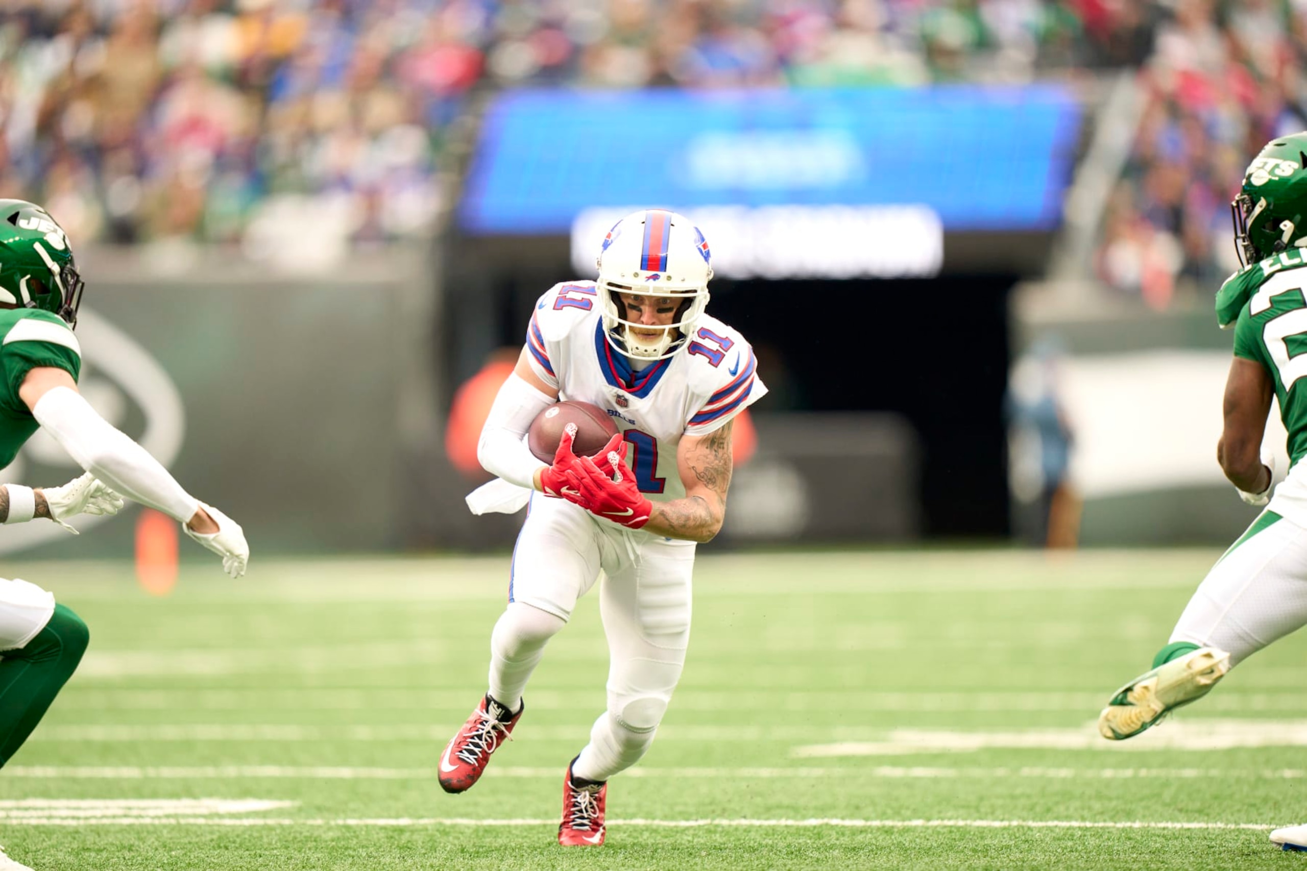 Football: Buffalo Bills Cole Beasley (11) in action vs New York Jets at MetLife Stadium. East Rutherford, NJ 11/14/2021 CREDIT: Erick W. Rasco (Photo by Erick W. Rasco/Sports Illustrated via Getty Images) (Set Number: X163864 TK1)