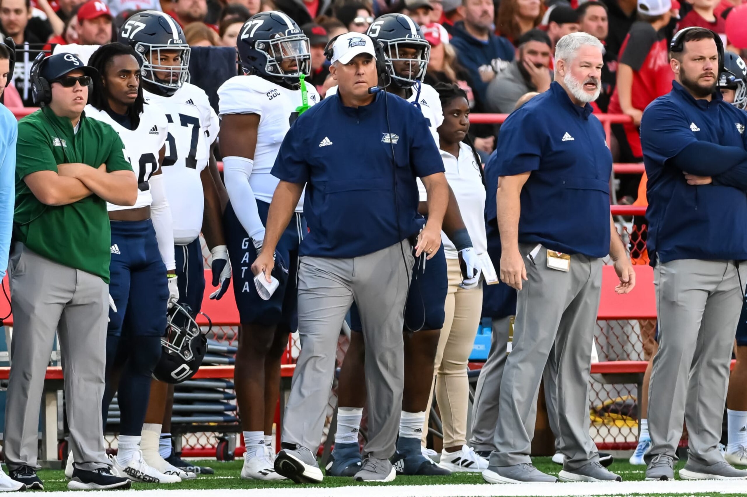 LINCOLN, NE - SEPTEMBER 10: Head coach Clay Helton of the Georgia Southern Eagles watches action against the Nebraska Cornhuskers at Memorial Stadium on September 10, 2022 in Lincoln, Nebraska. (Photo by Steven Branscombe/Getty Images) LINCOLN, NE - SEPTEMBER 10: Head coach Clay Helton of the Georgia Southern Eagles watches action against the Nebraska Cornhuskers at Memorial Stadium on September 10, 2022 in Lincoln, Nebraska. (Photo by Steven Branscombe/Getty Images)