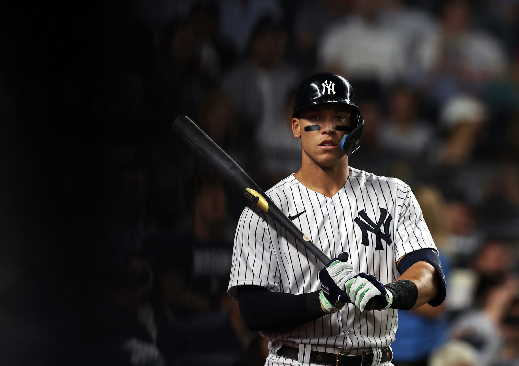 NEW YORK, NEW YORK - SEPTEMBER 20:  Aaron Judge #99 of the New York Yankees bats during the 3rd inning of the game against the Pittsburgh Pirates at Yankee Stadium on September 20, 2022 in the Bronx borough of New York City. (Photo by Jamie Squire/Getty Images)