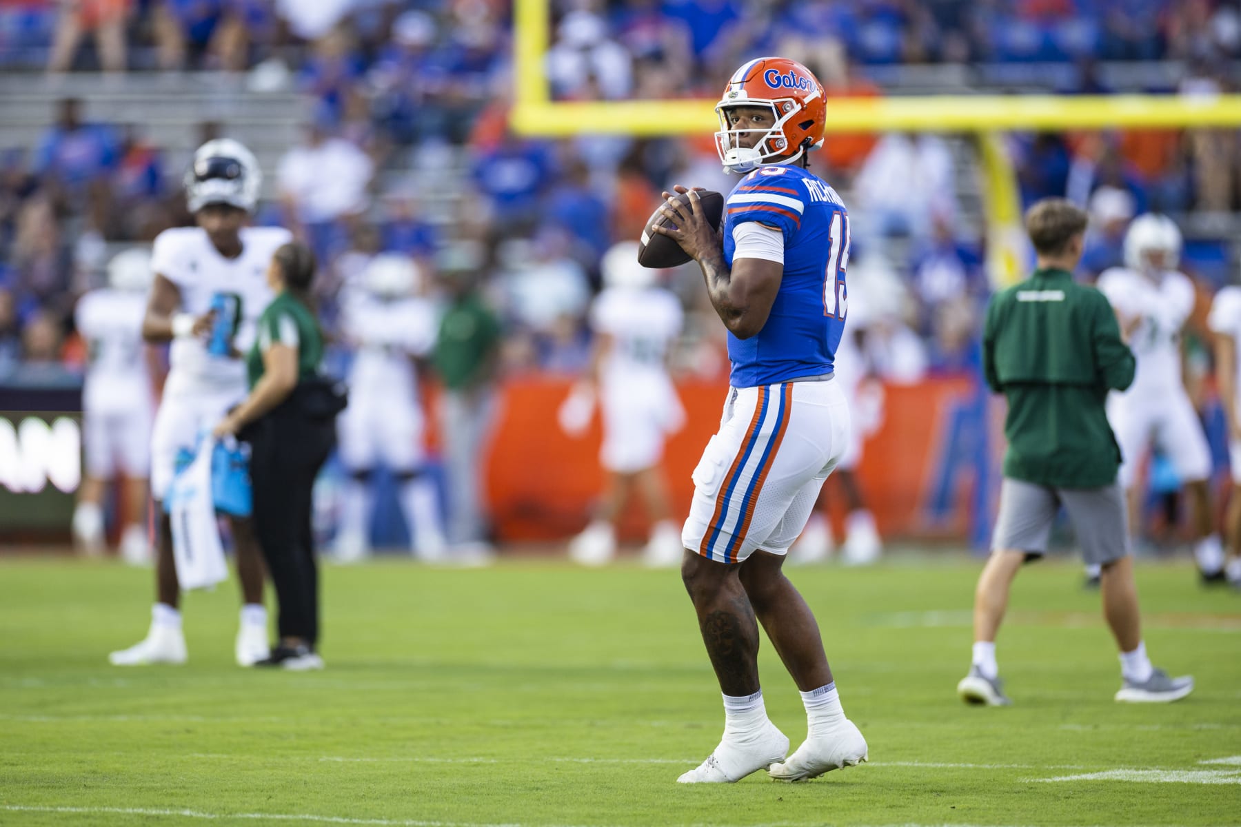 GAINESVILLE, FLORIDA - SEPTEMBER 17: Anthony Richardson #15 of the Florida Gators looks on before the start of a game against the South Florida Bulls at Ben Hill Griffin Stadium on September 17, 2022 in Gainesville, Florida. (Photo by James Gilbert/Getty Images)