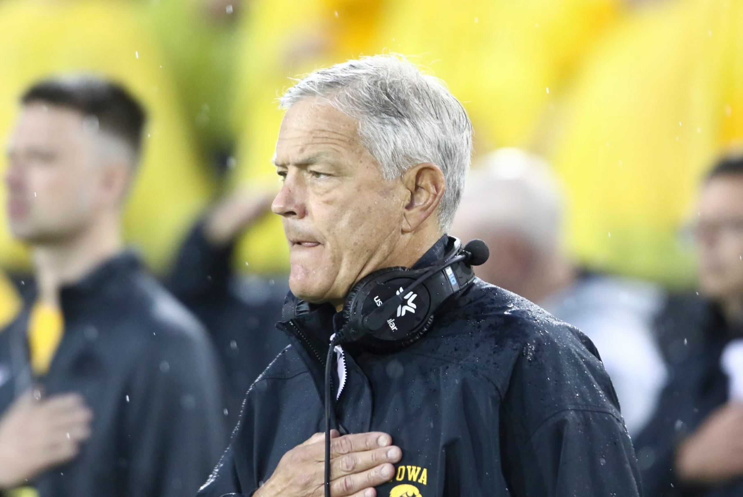 IOWA CITY, IOWA- SEPTEMBER 17:  Head coach Kirk Ferentz of the Iowa Hawkeyes before the match-up against the Nevada Wolf Pack at Kinnick Stadium, on September 17, 2022 in Iowa City, Iowa.  (Photo by Matthew Holst/Getty Images)