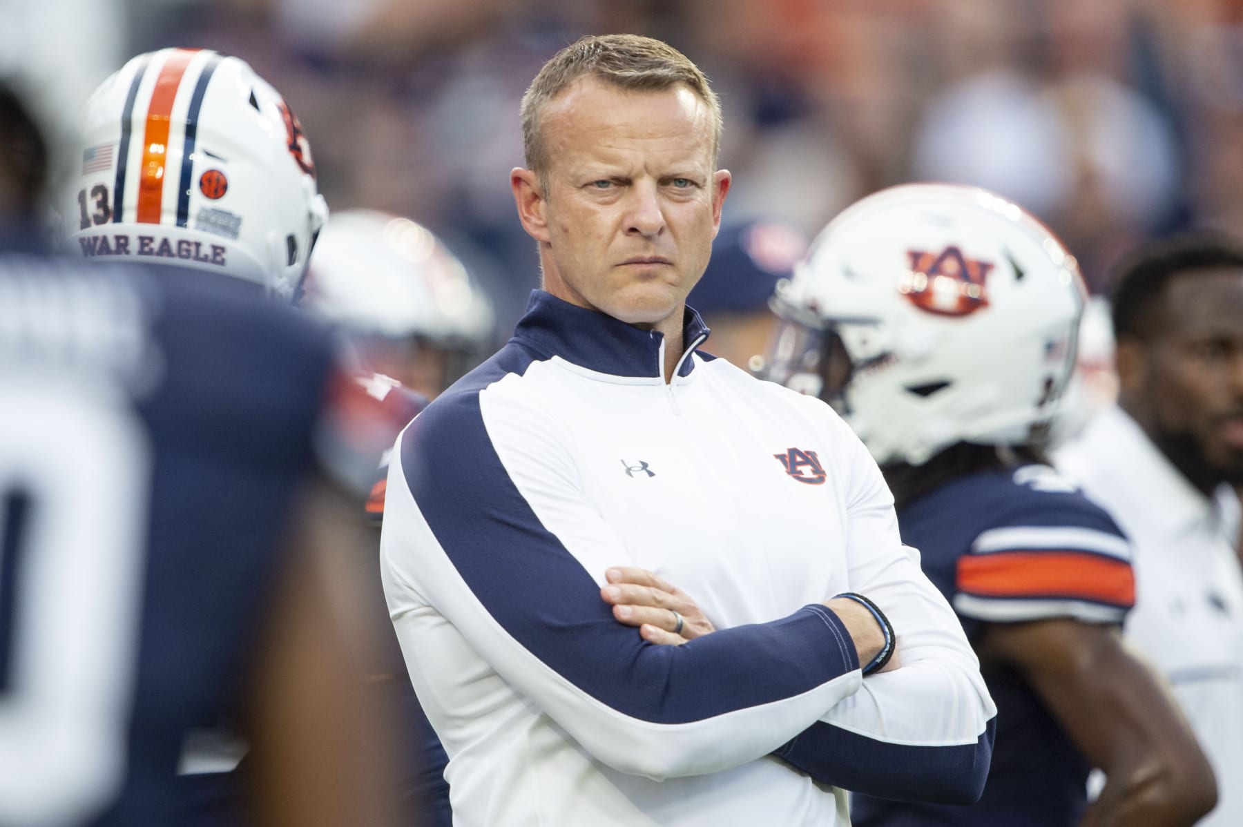 AUBURN, ALABAMA - SEPTEMBER 10: Head coach Bryan Harsin of the Auburn Tigers prior to their game against the San Jose State Spartans at Jordan-Hare Stadium on September 10, 2022 in Auburn, Alabama. (Photo by Michael Chang/Getty Images)