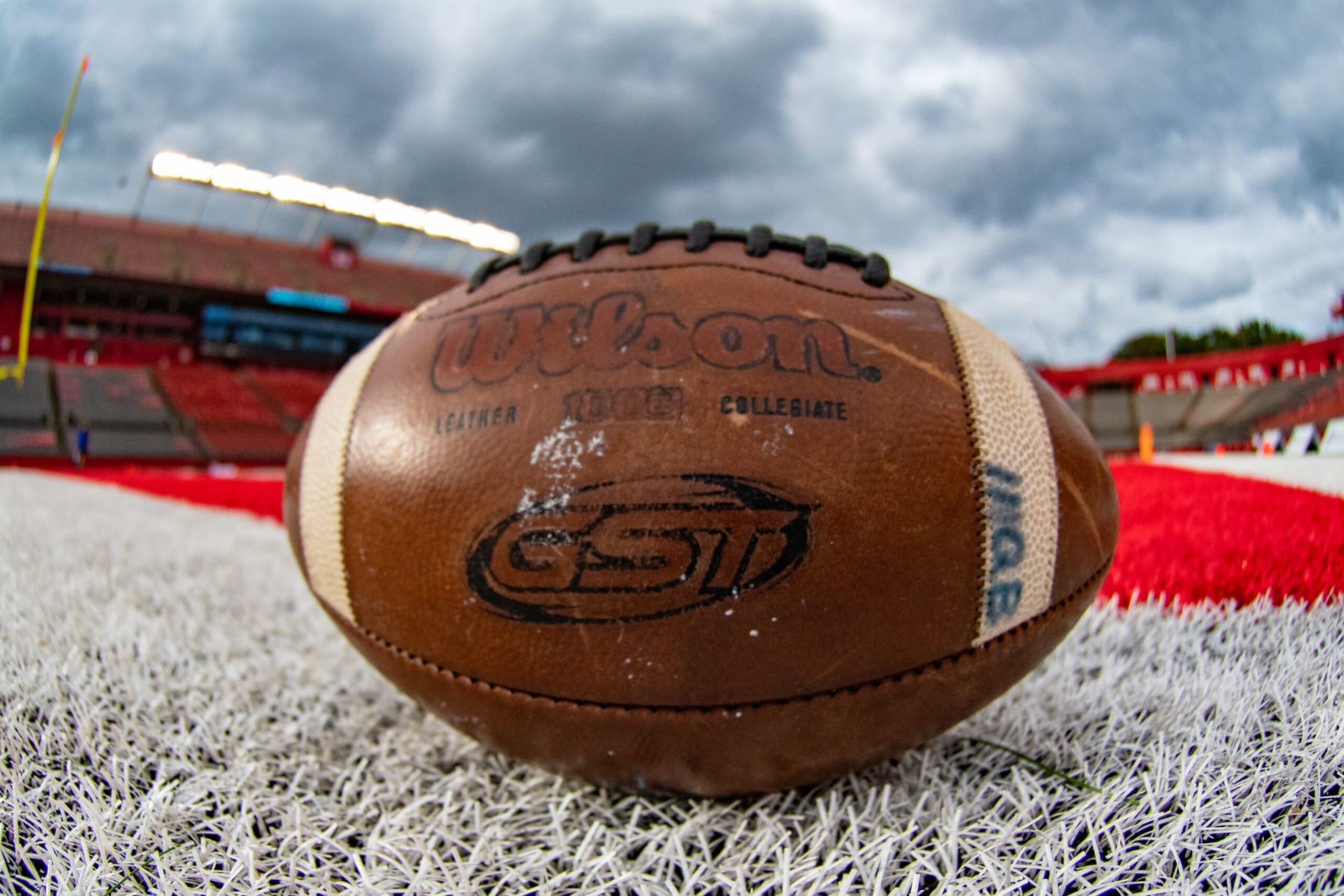 PISCATAWAY, NJ - SEPTEMBER 13: General stadium view of a game ball prior to the Geico ESPN High School Football Showcase game between the St. Joseph Prep Hawks and IMG Academy Ascenders on September 13, 2019 at SHI Stadium in Piscataway, NJ (Photo by John Jones/Icon Sportswire via Getty Images) PISCATAWAY, NJ - SEPTEMBER 13: General stadium view of a game ball prior to the Geico ESPN High School Football Showcase game between the St. Joseph Prep Hawks and IMG Academy Ascenders on September 13, 2019 at SHI Stadium in Piscataway, NJ (Photo by John Jones/Icon Sportswire via Getty Images)