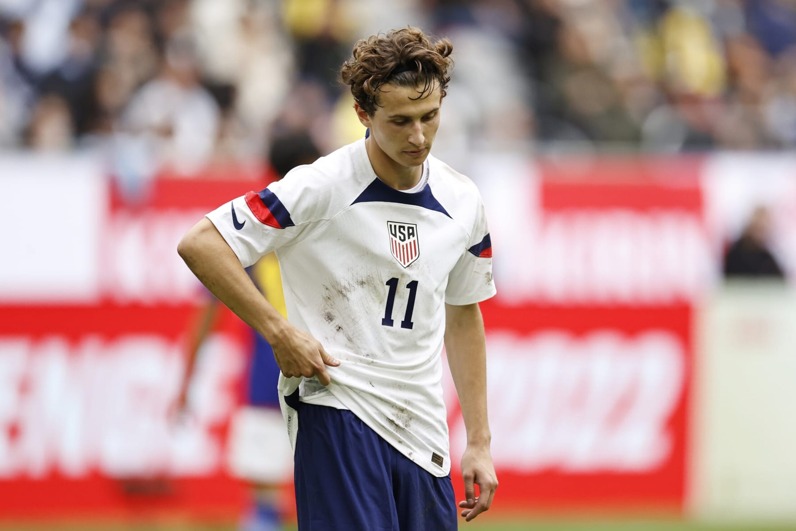 DUSSELDORF - Brenden Aaronson of United States men's national team during the Japan vs. United States International Friendly match held at the Dusseldorf Arena on September 23, 2022 in Dusseldorf, Germany. ANP | Dutch Height | Maurice van Steen (Photo by ANP via Getty Images)