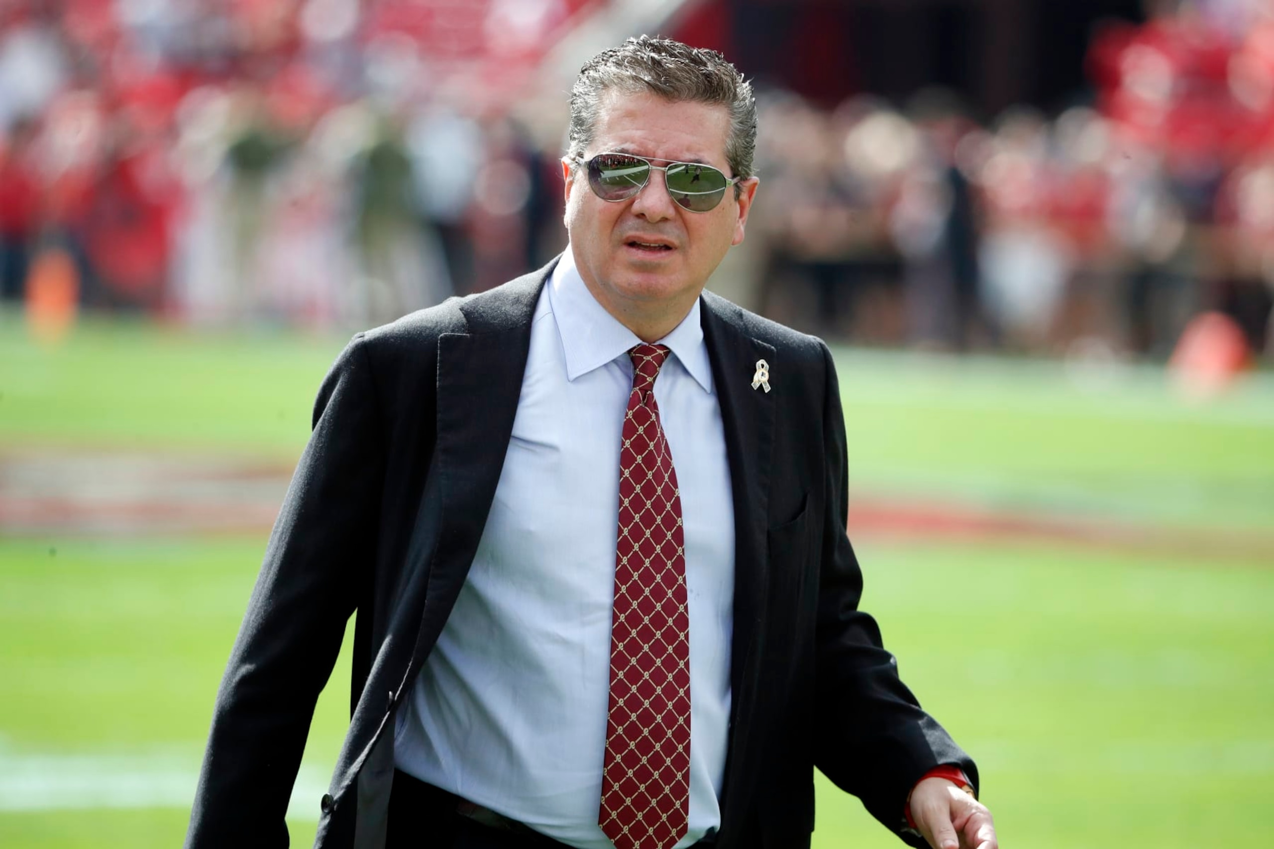 Washington Redskins owner Daniel Snyder walks the sidelines before an NFL football game against the Tampa Bay Buccaneers, Sunday, Nov. 11, 2018, in Tampa, Fla. The Redskins won the game 16-3. (Jeff Haynes/AP Images for Panini)