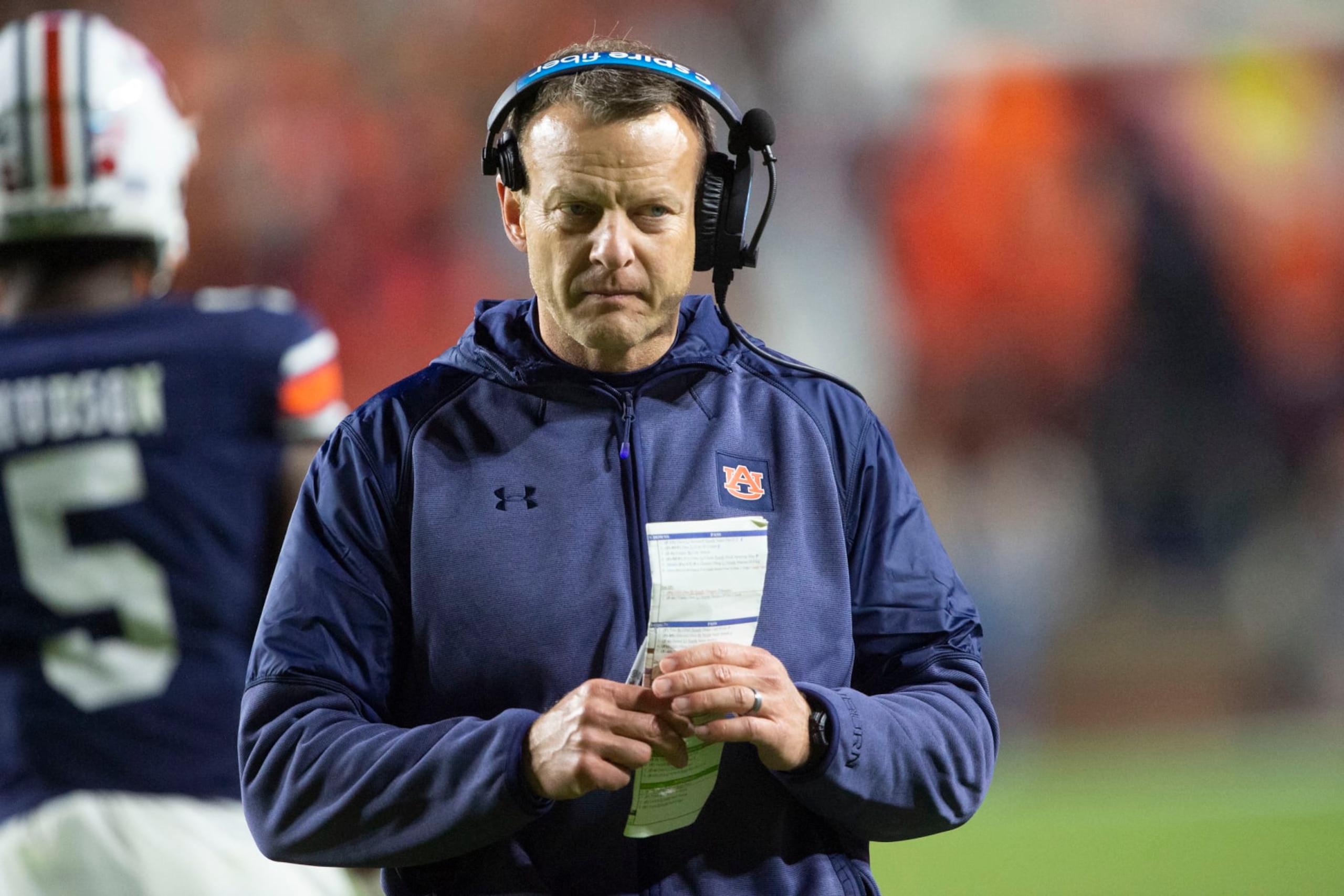 AUBURN, ALABAMA - OCTOBER 30: Head coach Bryan Harsin of the Auburn Tigers during their game against the Mississippi Rebels at Jordan-Hare Stadium on October 30, 2021 in Auburn, Alabama. (Photo by Michael Chang/Getty Images)