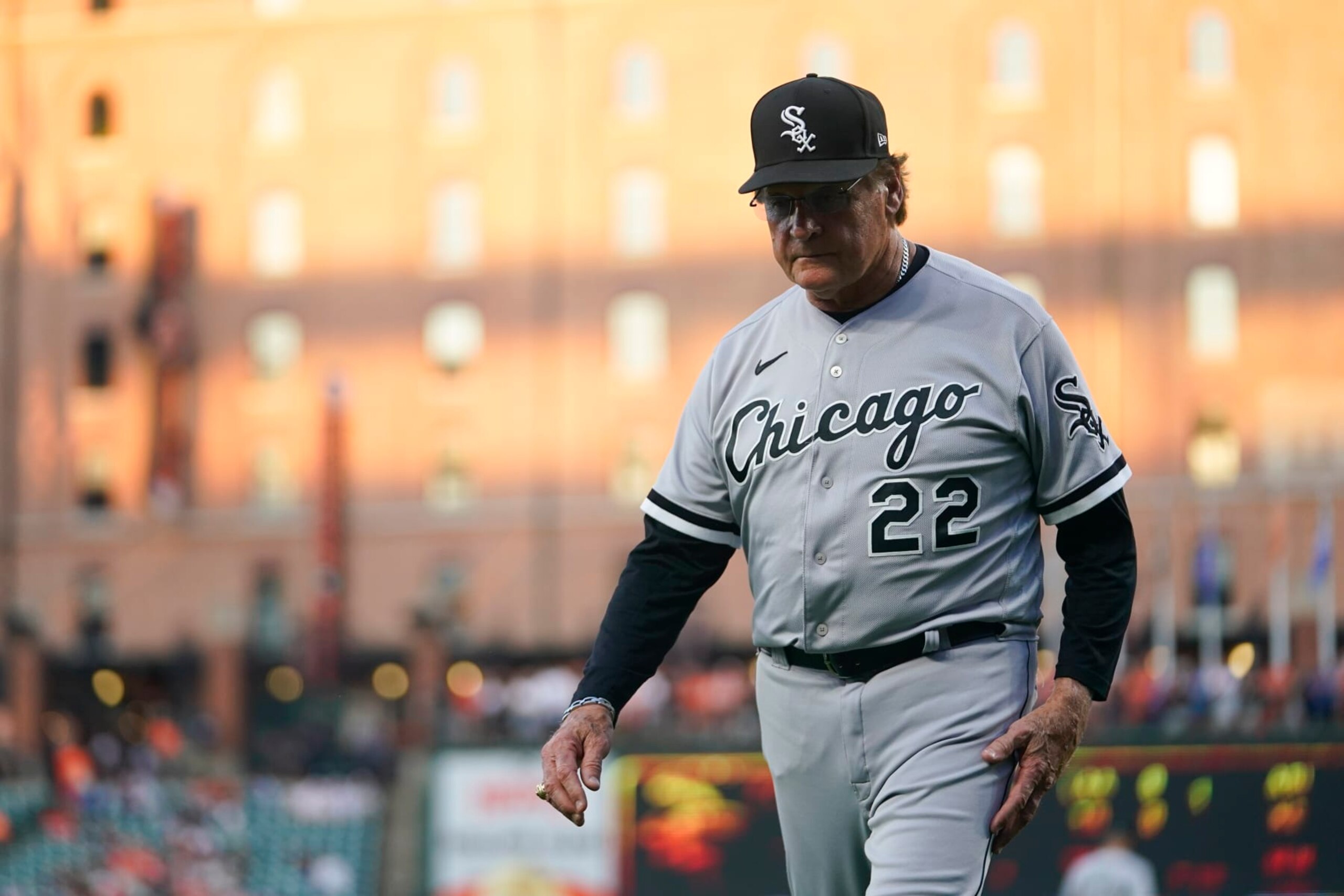 Chicago White Sox manager Tony La Russa heads to the dugout during the first inning of a baseball game, Tuesday, Aug. 23, 2022, in Baltimore. (AP Photo/Julio Cortez) Chicago White Sox manager Tony La Russa heads to the dugout during the first inning of a baseball game, Tuesday, Aug. 23, 2022, in Baltimore. (AP Photo/Julio Cortez)