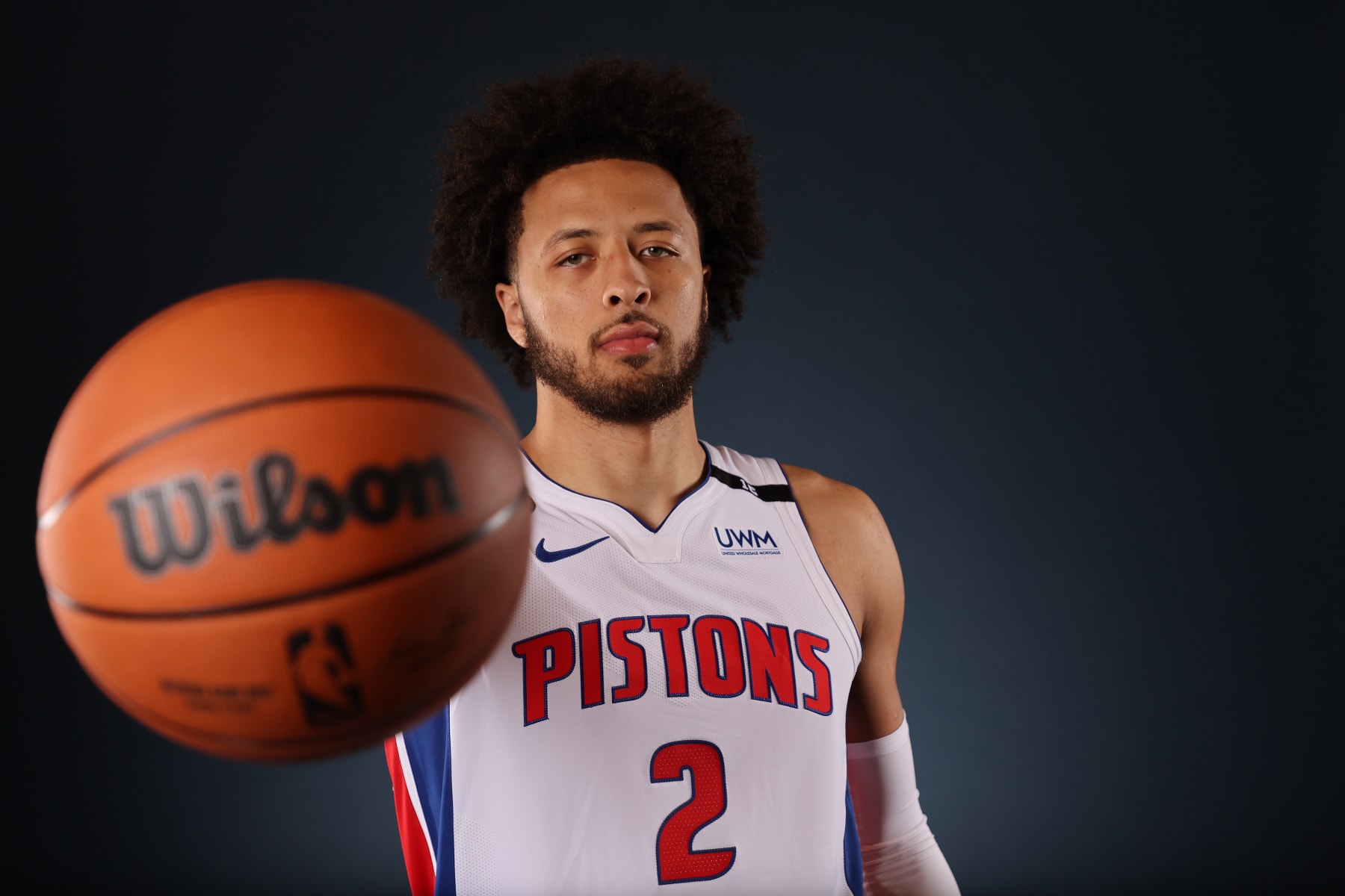 DETROIT, MICHIGAN - SEPTEMBER 26: Cade Cunningham #2 of the Detroit Pistons poses for a portrait during Detroit Pistons Media Day at Little Caesars Arena on September 26, 2022 in Detroit, Michigan. NOTE TO USER: User expressly acknowledges and agrees that, by downloading and or using this photograph, User is consenting to the terms and conditions of the Getty Images License Agreement. (Photo by Gregory Shamus/Getty Images)