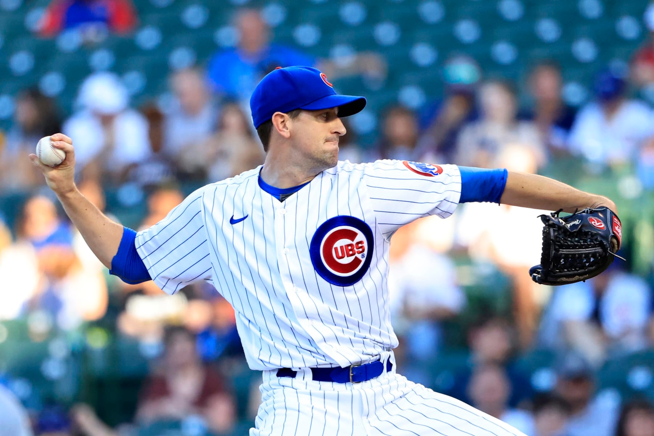 CHICAGO, ILLINOIS - JUNE 30: Kyle Hendricks #28 of the Chicago Cubs throws a pitch during the first inning in the game against the Cincinnati Reds at Wrigley Field on June 30, 2022 in Chicago, Illinois. (Photo by Justin Casterline/Getty Images) CHICAGO, ILLINOIS - JUNE 30: Kyle Hendricks #28 of the Chicago Cubs throws a pitch during the first inning in the game against the Cincinnati Reds at Wrigley Field on June 30, 2022 in Chicago, Illinois. (Photo by Justin Casterline/Getty Images)