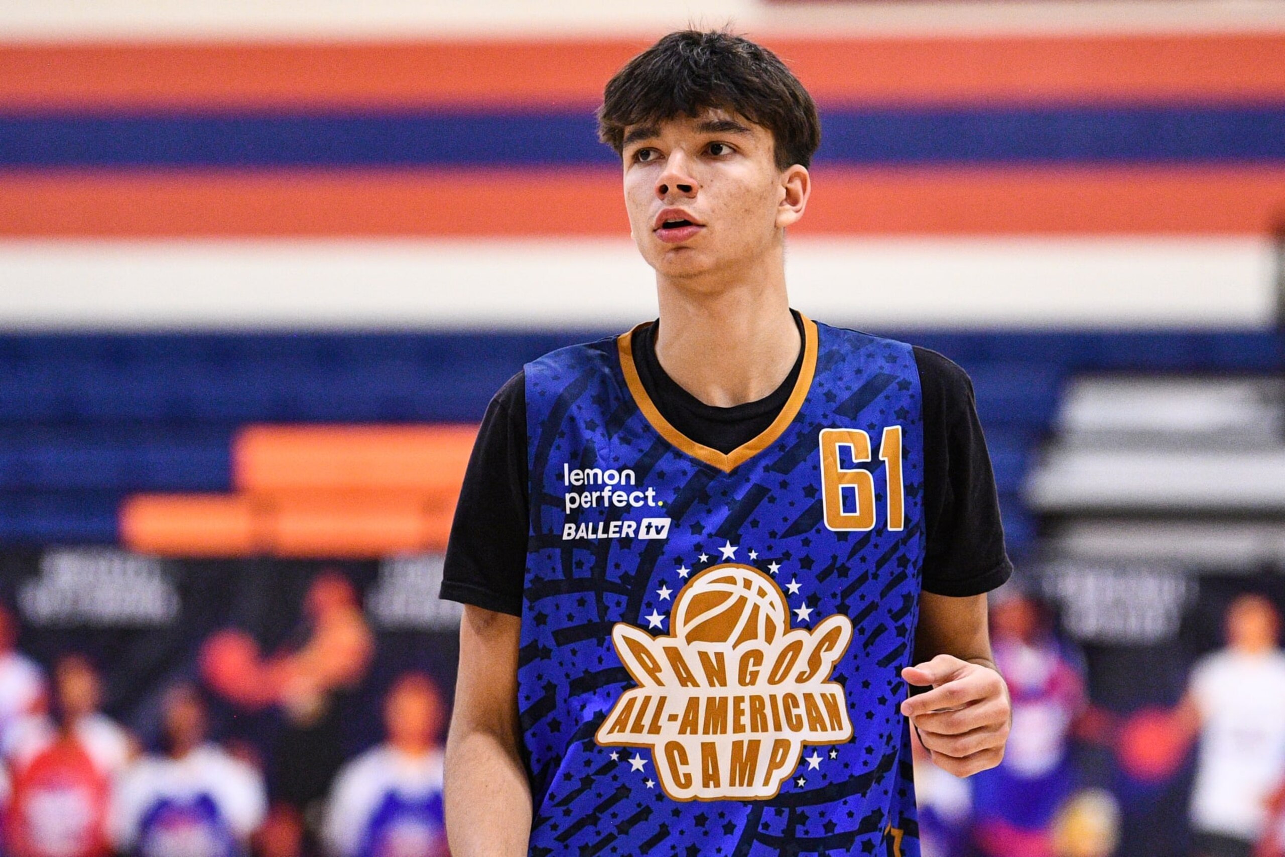 LAS VEGAS, NV - JUNE 05: Andrej Stojakovic looks on during the Pangos All-American Camp on June 5, 2022 at the Bishop Gorman High School in Las Vegas, NV. (Photo by Brian Rothmuller/Icon Sportswire via Getty Images)