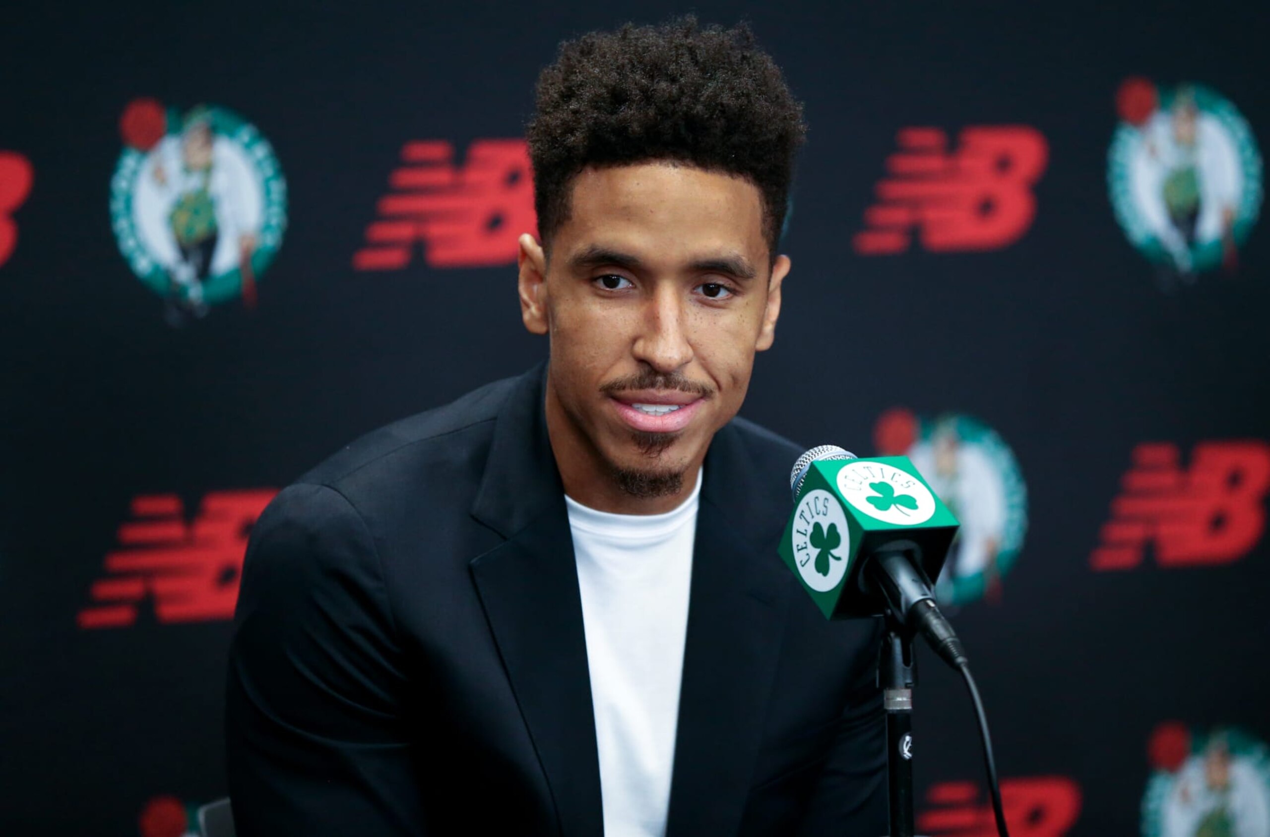 Boston, MA - July 12: The Boston Celtics introduced new player Malcolm Brogdon at a morning press conference at the Auerbach Center. (Photo by Jonathan Wiggs/The Boston Globe via Getty Images) Boston, MA - July 12: The Boston Celtics introduced new player Malcolm Brogdon at a morning press conference at the Auerbach Center. (Photo by Jonathan Wiggs/The Boston Globe via Getty Images)