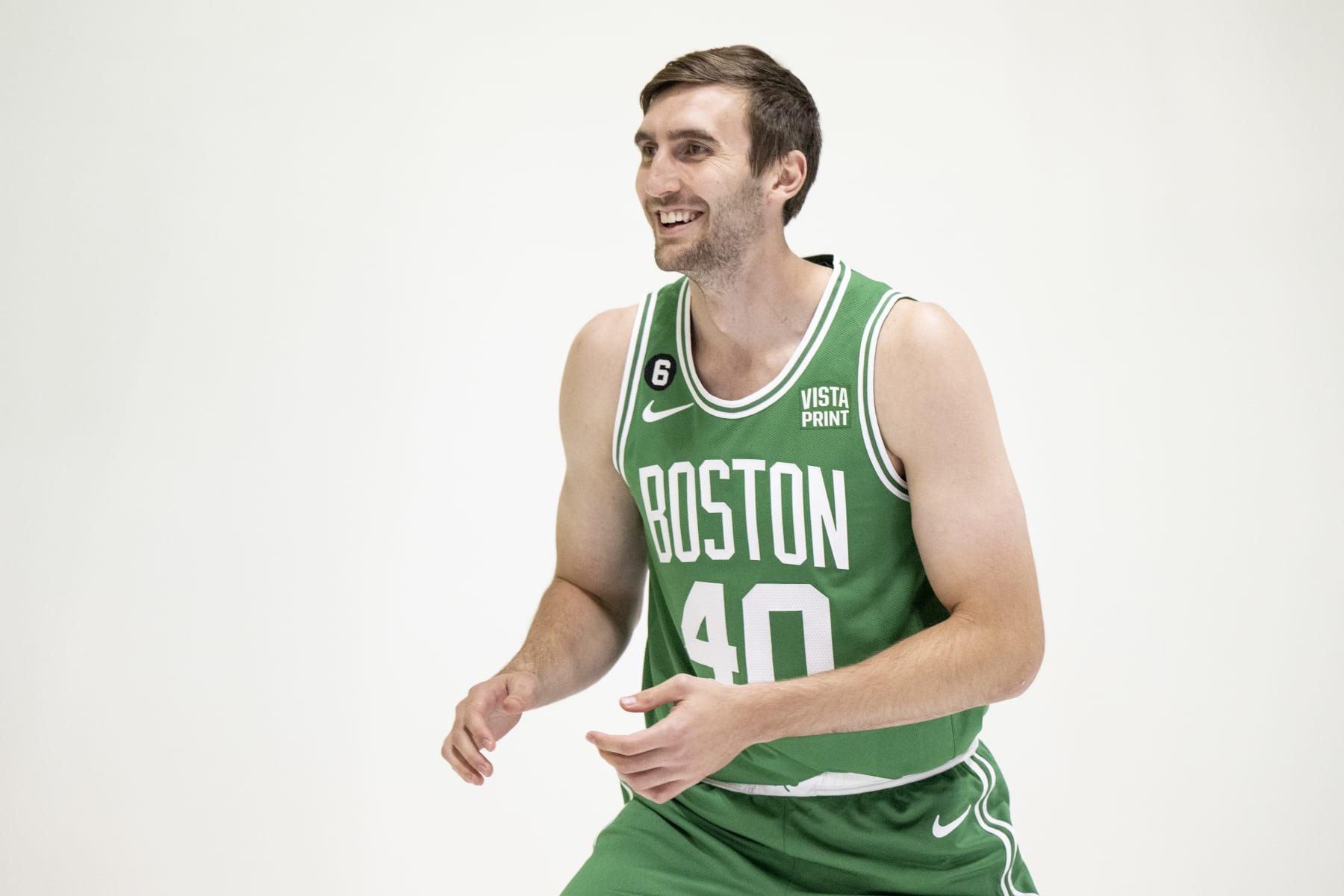 CANTON, MA - SEPTEMBER 26: Luke Kornet #40 of the Boston Celtics poses for photos during Boston Celtics Media Day at High Output Studios on September 26, 2022 in Canton, Massachusetts. NOTE TO USER: User expressly acknowledges and agrees that, by downloading and/or using this photograph, user is consenting to the terms and conditions of the Getty Images License Agreement. (Photo by Maddie Malhotra/Getty Images)