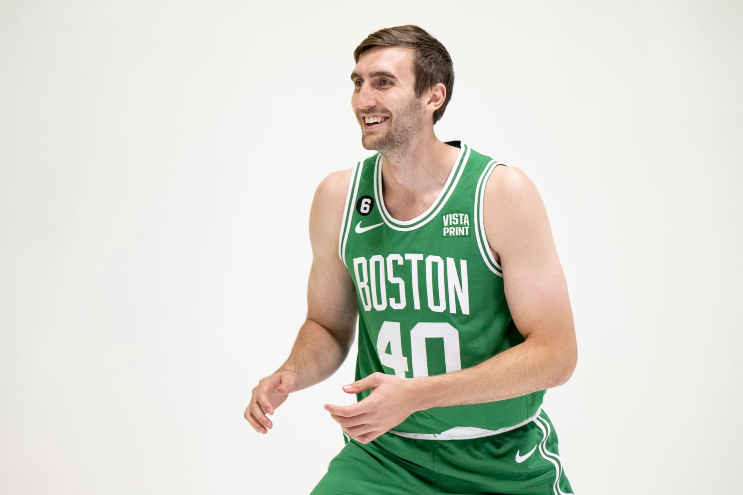 CANTON, MA - SEPTEMBER 26: Luke Kornet #40 of the Boston Celtics poses for photos during Boston Celtics Media Day at High Output Studios on September 26, 2022 in Canton, Massachusetts. NOTE TO USER: User expressly acknowledges and agrees that, by downloading and/or using this photograph, user is consenting to the terms and conditions of the Getty Images License Agreement. (Photo by Maddie Malhotra/Getty Images) CANTON, MA - SEPTEMBER 26: Luke Kornet #40 of the Boston Celtics poses for photos during Boston Celtics Media Day at High Output Studios on September 26, 2022 in Canton, Massachusetts. NOTE TO USER: User expressly acknowledges and agrees that, by downloading and/or using this photograph, user is consenting to the terms and conditions of the Getty Images License Agreement. (Photo by Maddie Malhotra/Getty Images)